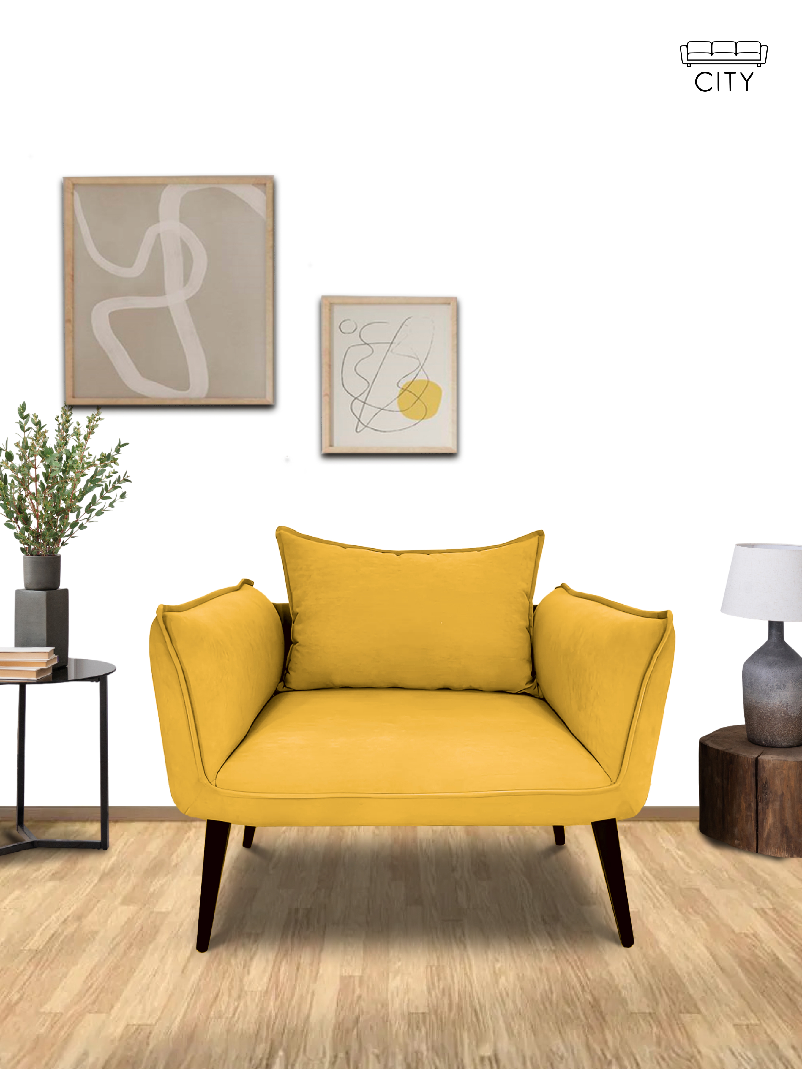 Изображение товара Кресло Cityhd Неаполь 84x76x67 см велюр цвет горчичный