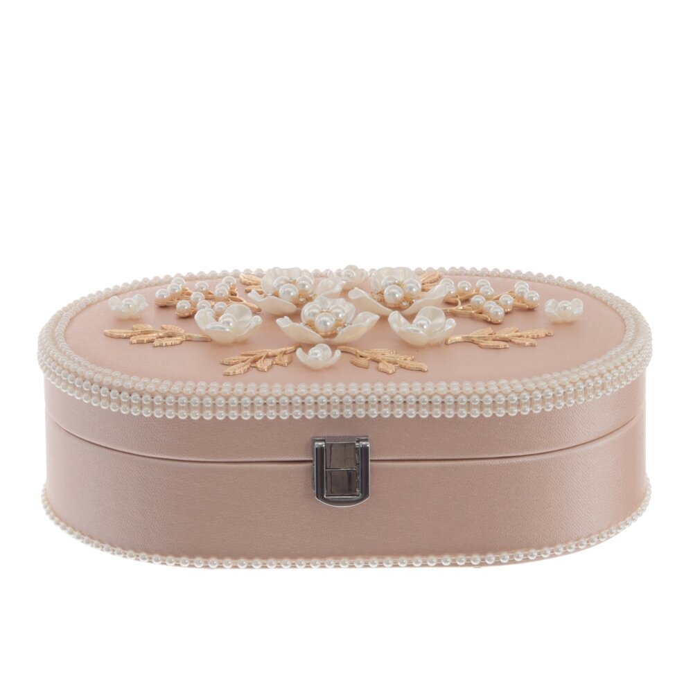 Изображение товара Шкатулка розовая 14x7 см с зеркалом и 6 секциями