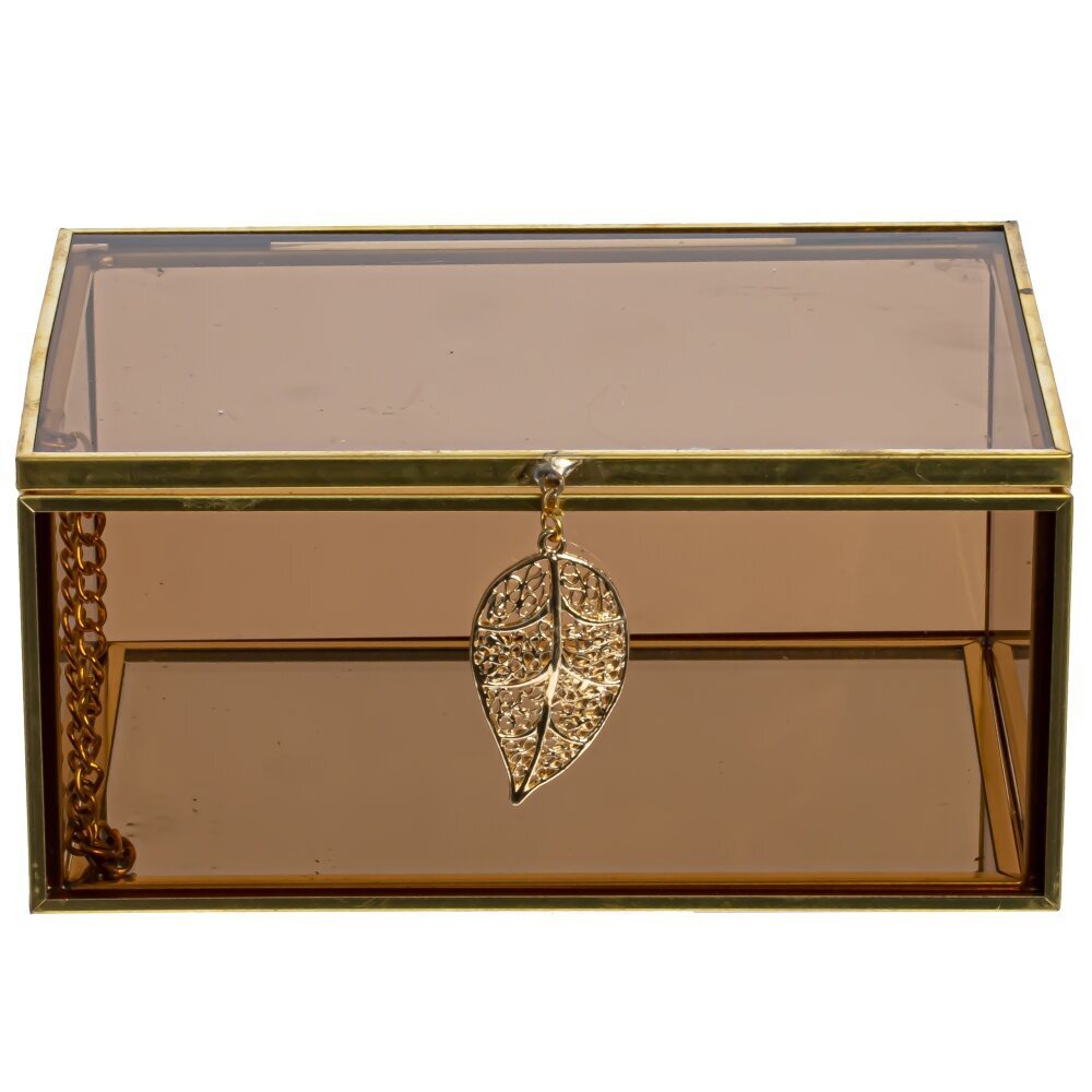 Изображение товара Шкатулка коричневая 10.5×7 см из стекла с металлом