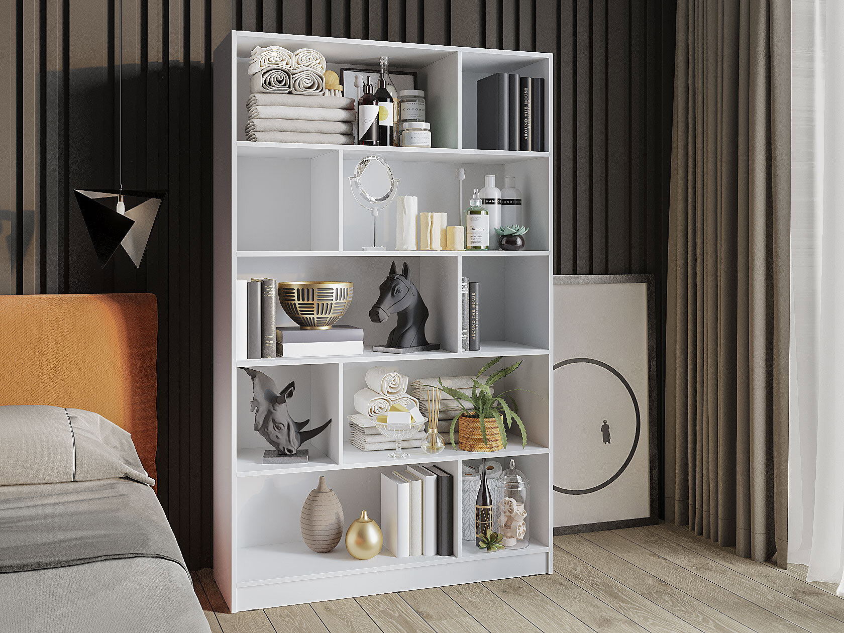 Изображение товара Стеллаж с полками Мебелони 115x186.6x38.4 см ЛДСП цвет белый нагрузка на полку до 10 кг