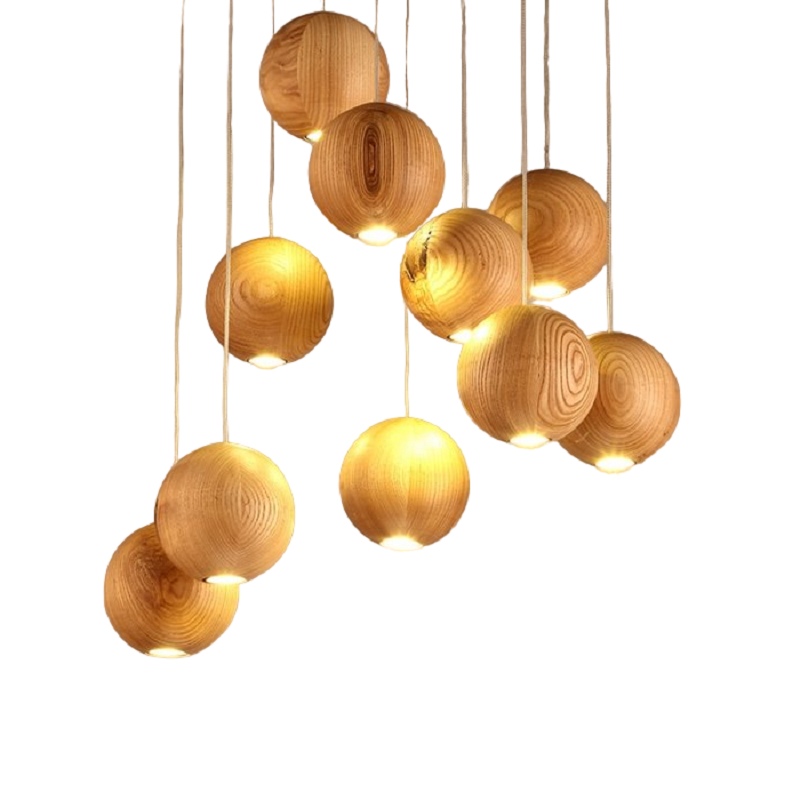 Изображение товара Люстра потолочная IMPERIUMLOFT 73428-22 Lofter Wooden Sphere 1 лампа 2 м² цвет дерево