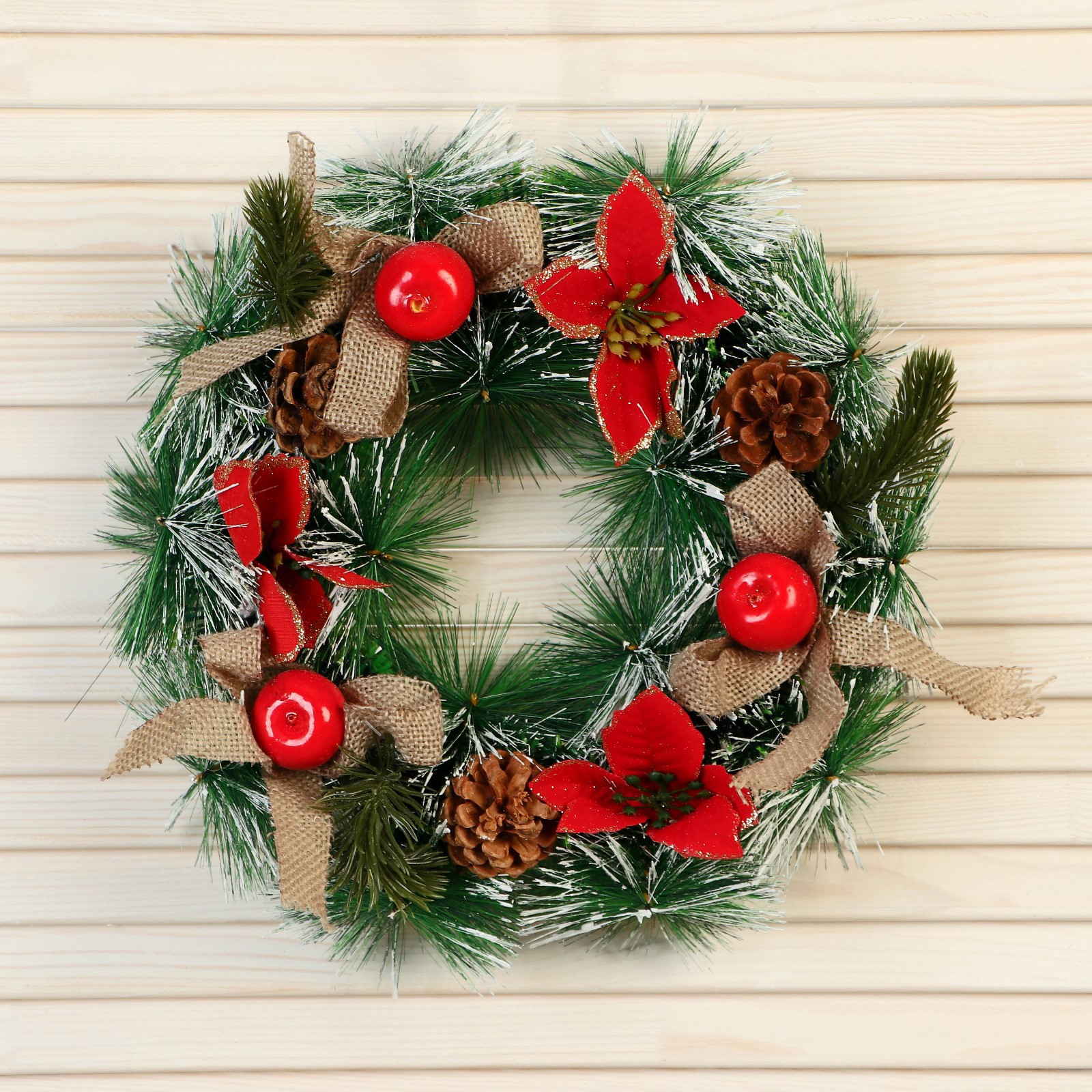 Изображение товара Рождественский венок Зимнее волшебство 26 см красный новогодний декор