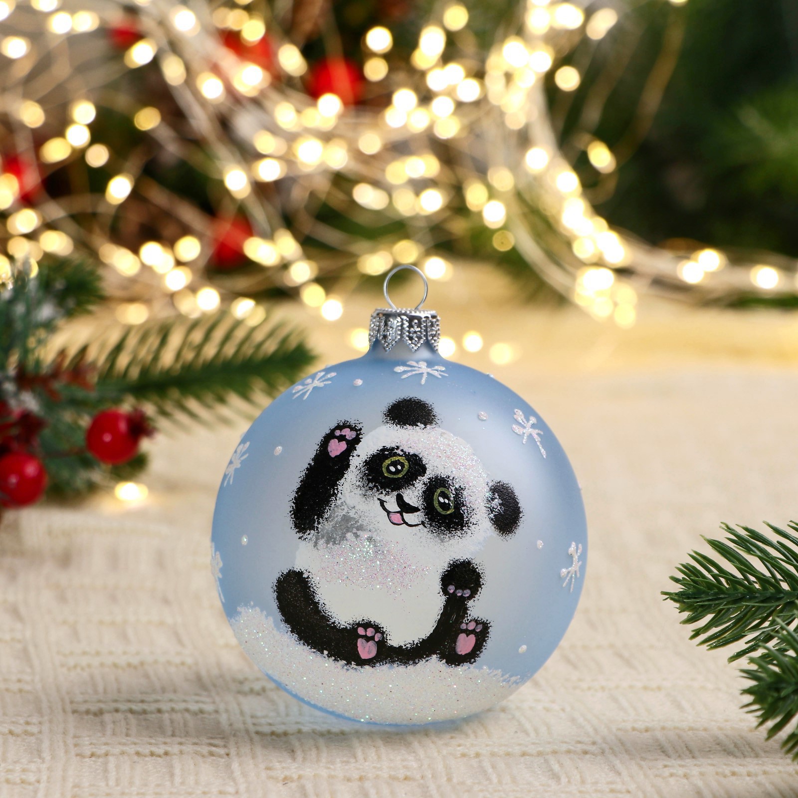 Изображение товара Елочный шар Винтажный шар 8 см синий стекло праздничное украшение