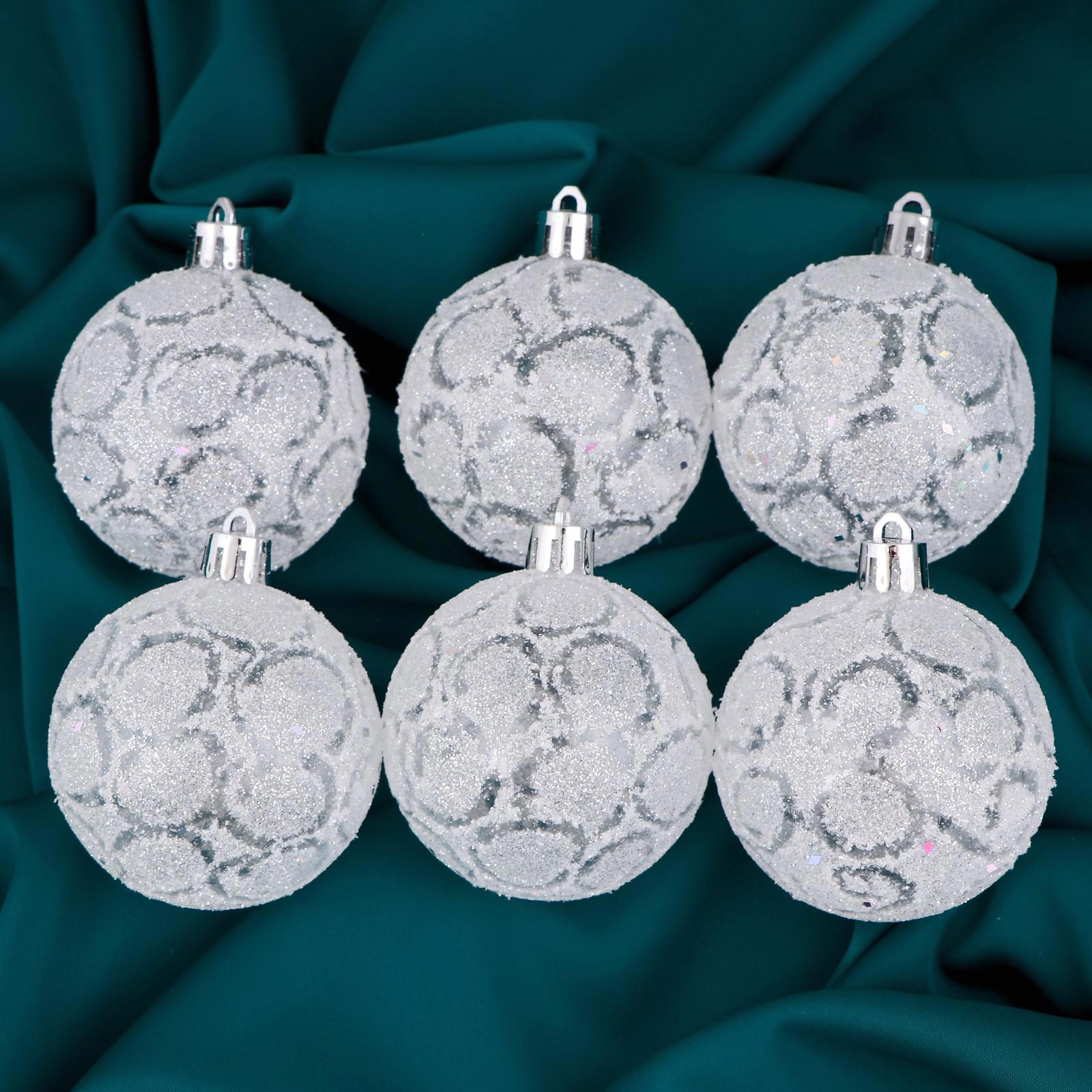 Изображение товара Набор елочных шаров Зимнее волшебство белый 6 шт 6 см праздничный новогодний декор