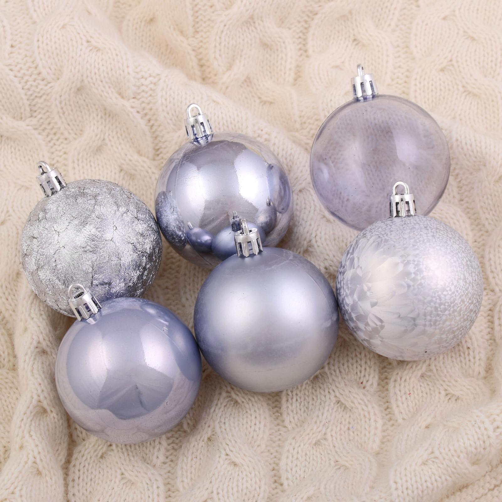 Изображение товара Набор елочных шаров Зимнее волшебство 4250876 ФБО Воздушный перелив 6 см пластик синий 24 шт