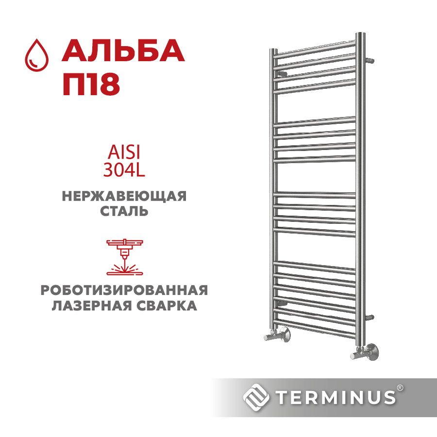Изображение товара Водяной полотенцесушитель Терминус Альба П17 1200мм х 538мм х 88мм хром