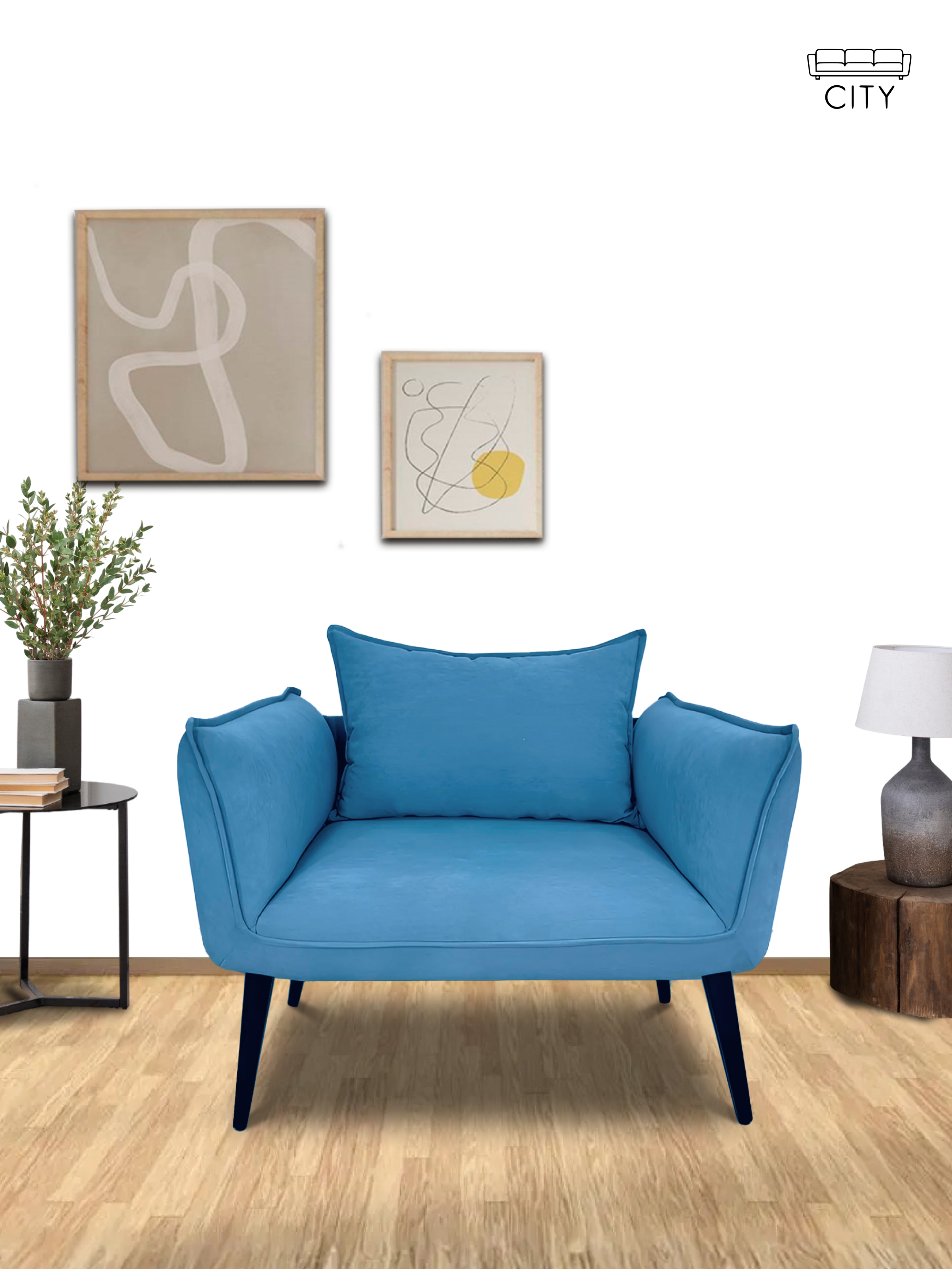 Изображение товара Кресло велюр Неаполь синий 84x76x67 см стиль лофт для гостиной и офиса