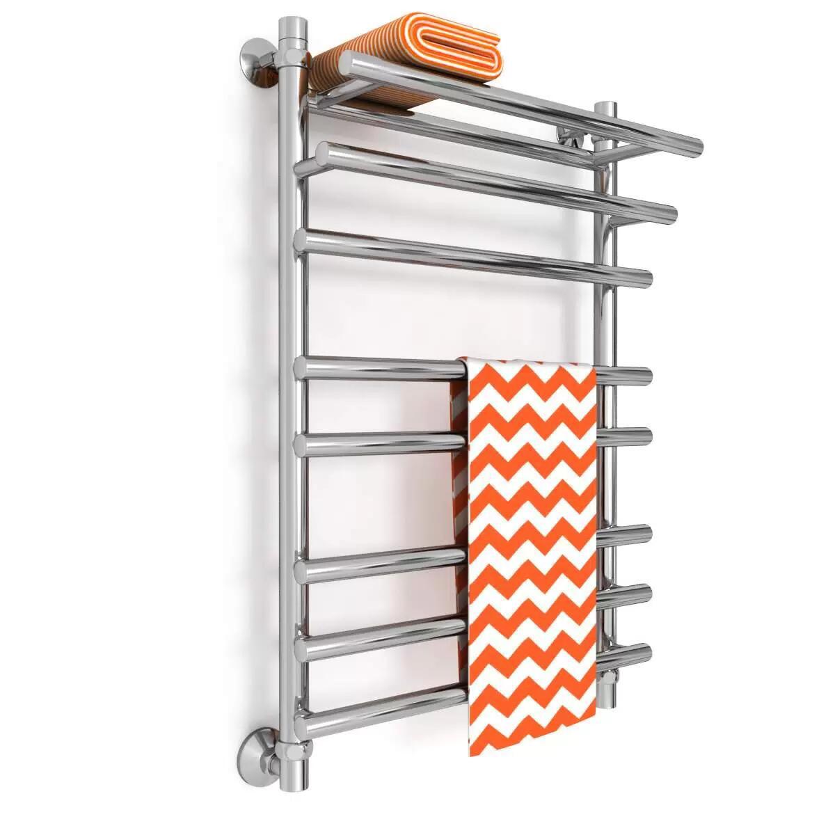 Изображение товара Полотенцесушитель водяной с полкой лестница Zigzag F Ultra 50x80 см 1/2" нержавеющая сталь цвет серебро