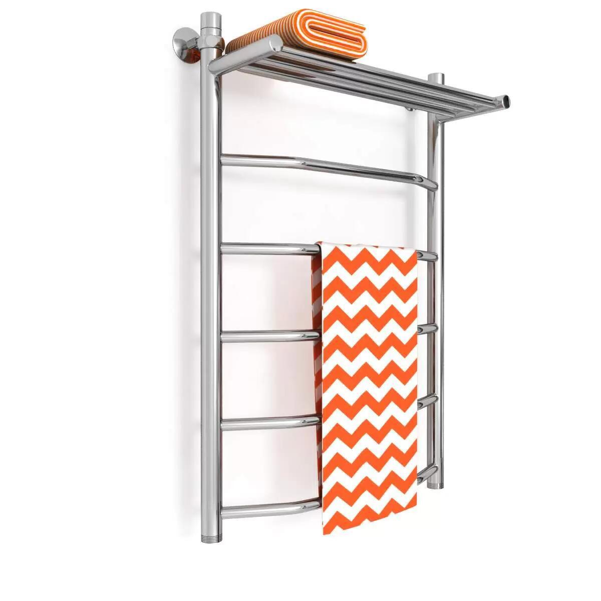 Изображение товара Полотенцесушитель водяной с полкой лестница Zigzag Ef 50x80 см 1" нержавеющая сталь цвет серебро