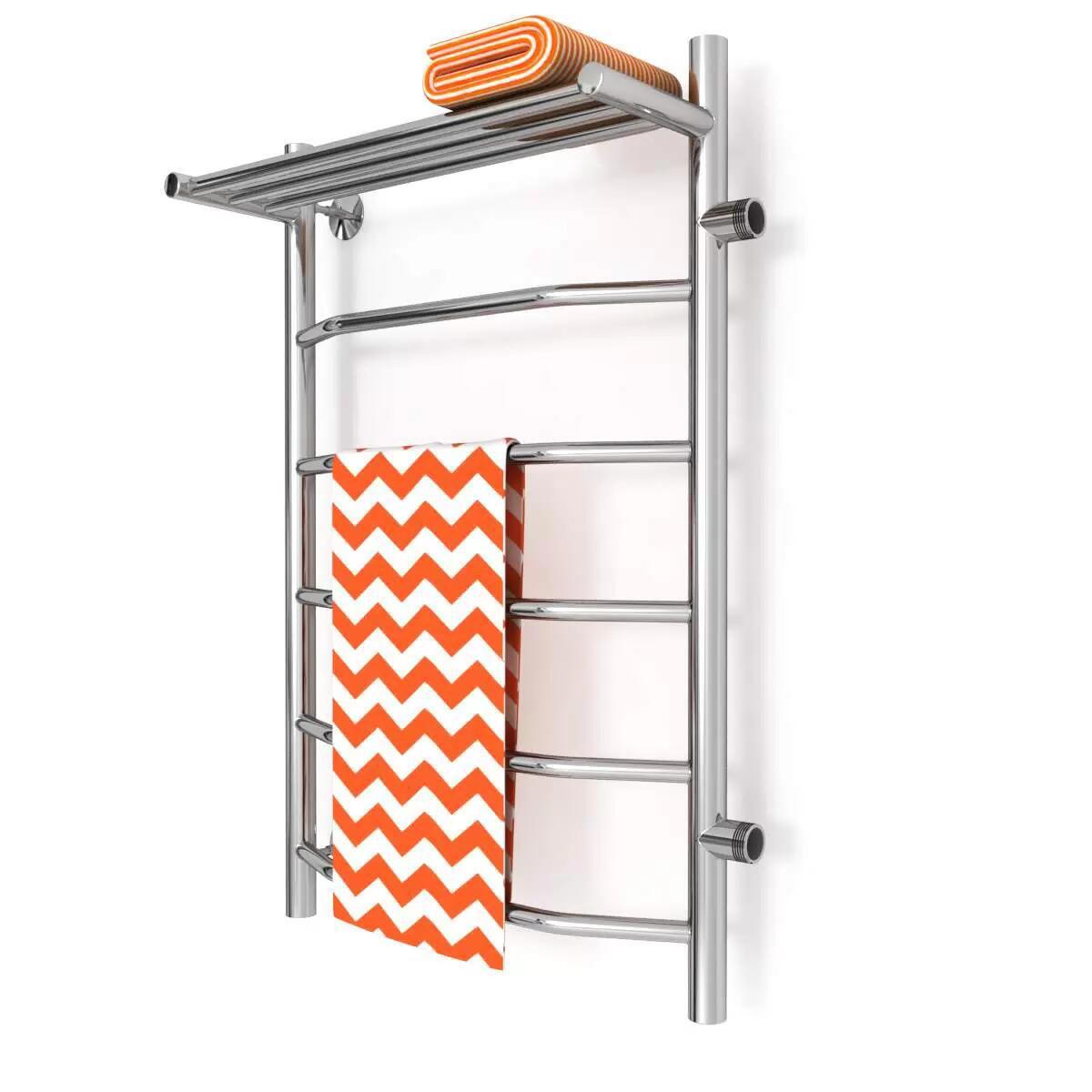 Изображение товара Полотенцесушитель водяной с полкой лестница Zigzag Etf 50x80 см 1" нержавеющая сталь цвет серебро