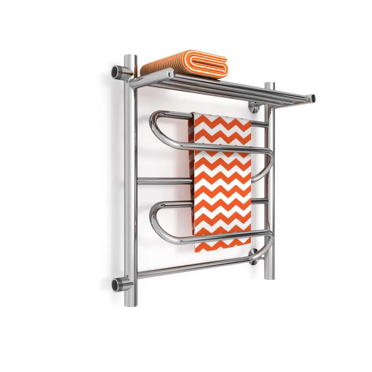 Изображение товара Полотенцесушитель водяной с полкой лестница Zigzag Wft Л 50x60 см 1" нержавеющая сталь цвет серебро
