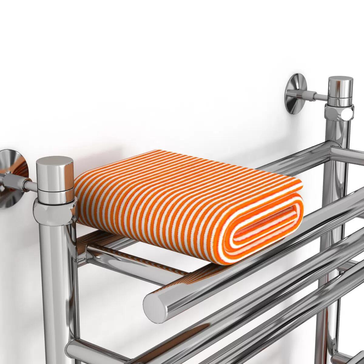 Изображение товара Полотенцесушитель водяной с полкой лестница Zigzag F Ultra 50x100 см 1/2" нержавеющая сталь цвет серебро