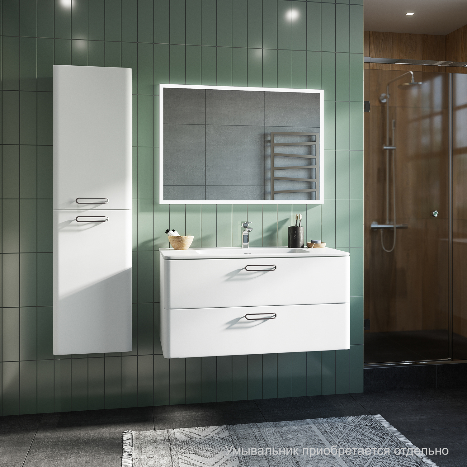 Изображение товара Тумба под раковину подвесная Iddis Brick BRI10W1i95, 100 см, цвет белый