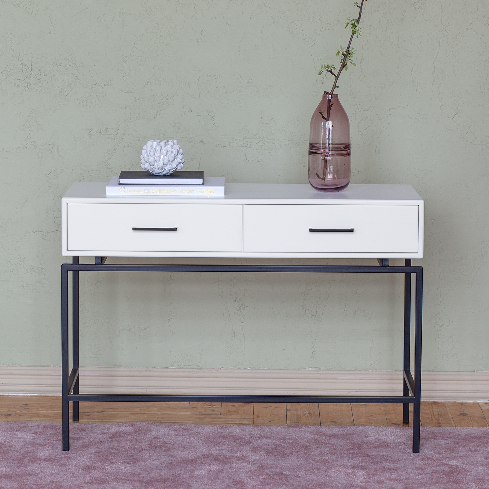 Изображение товара Консоль Greenween Karin Snow White с ящиками 110x40 см