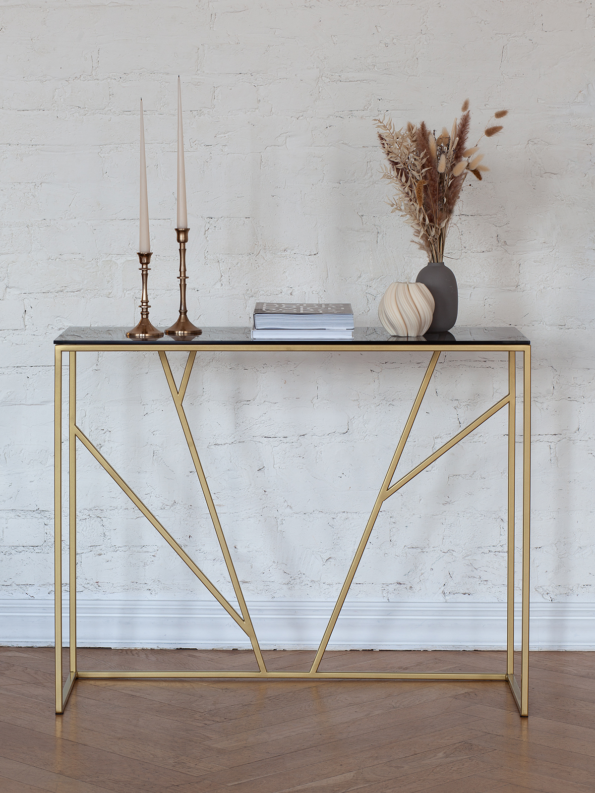 Изображение товара Напольная консоль GREENWEEN 100x81x35 см из металла с стеклом в стиле modern