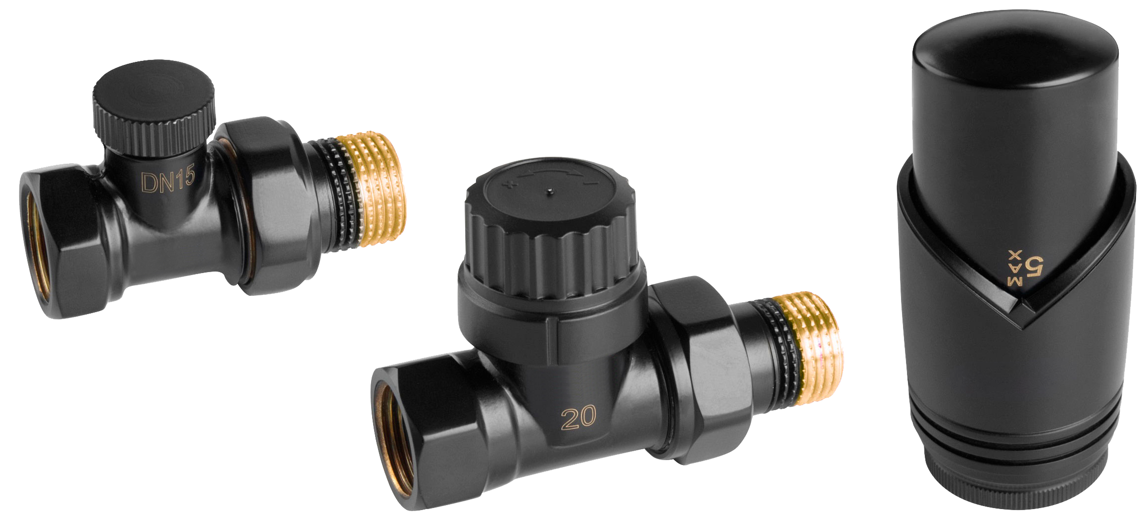 Изображение товара Комплект подключения радиатора термостатический прямой Vivaldo STRV 1/2" черный