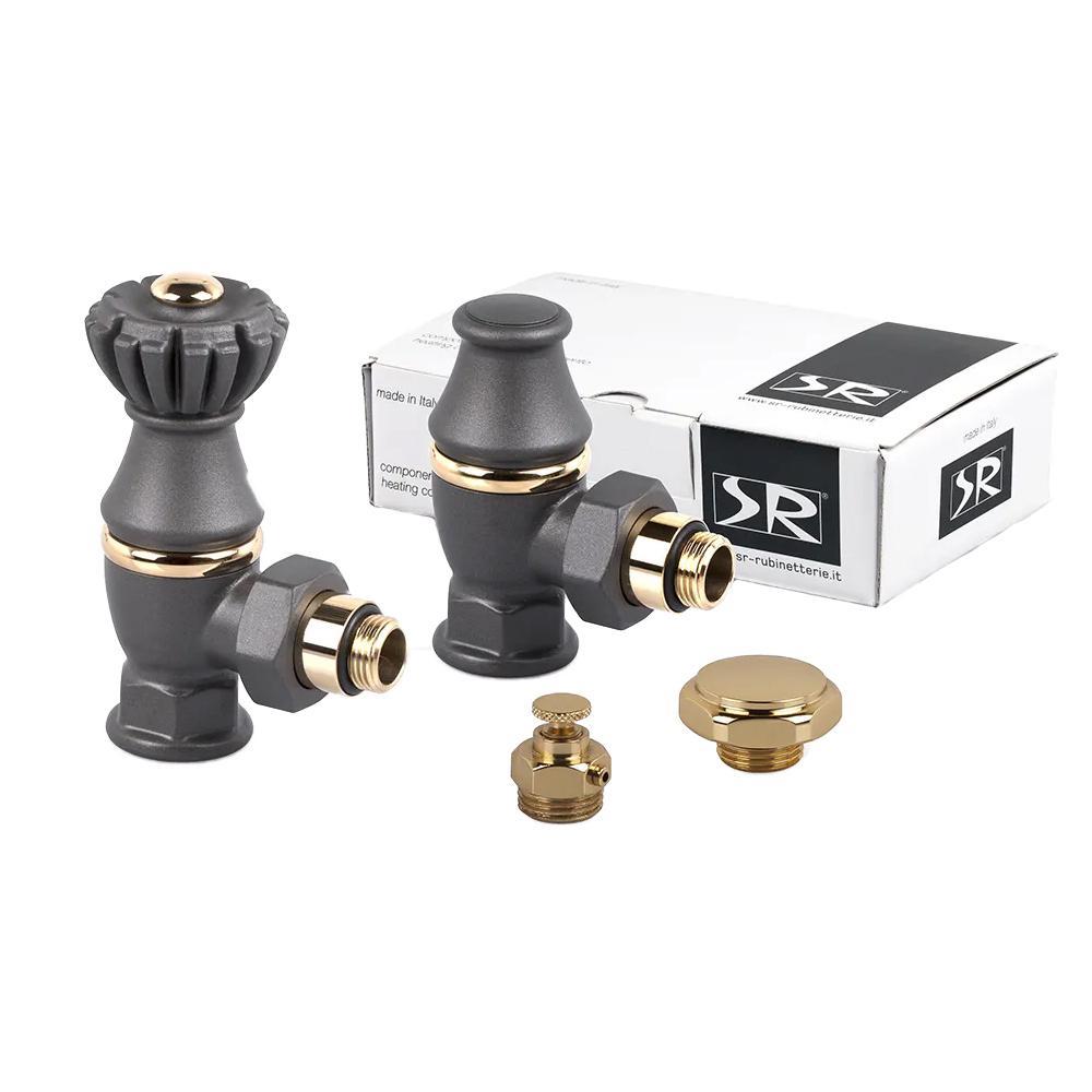 Изображение товара Комплект терморегулирующий угловой SR Rubinetterie Liberty 1/2x3/4" латунь антрацит