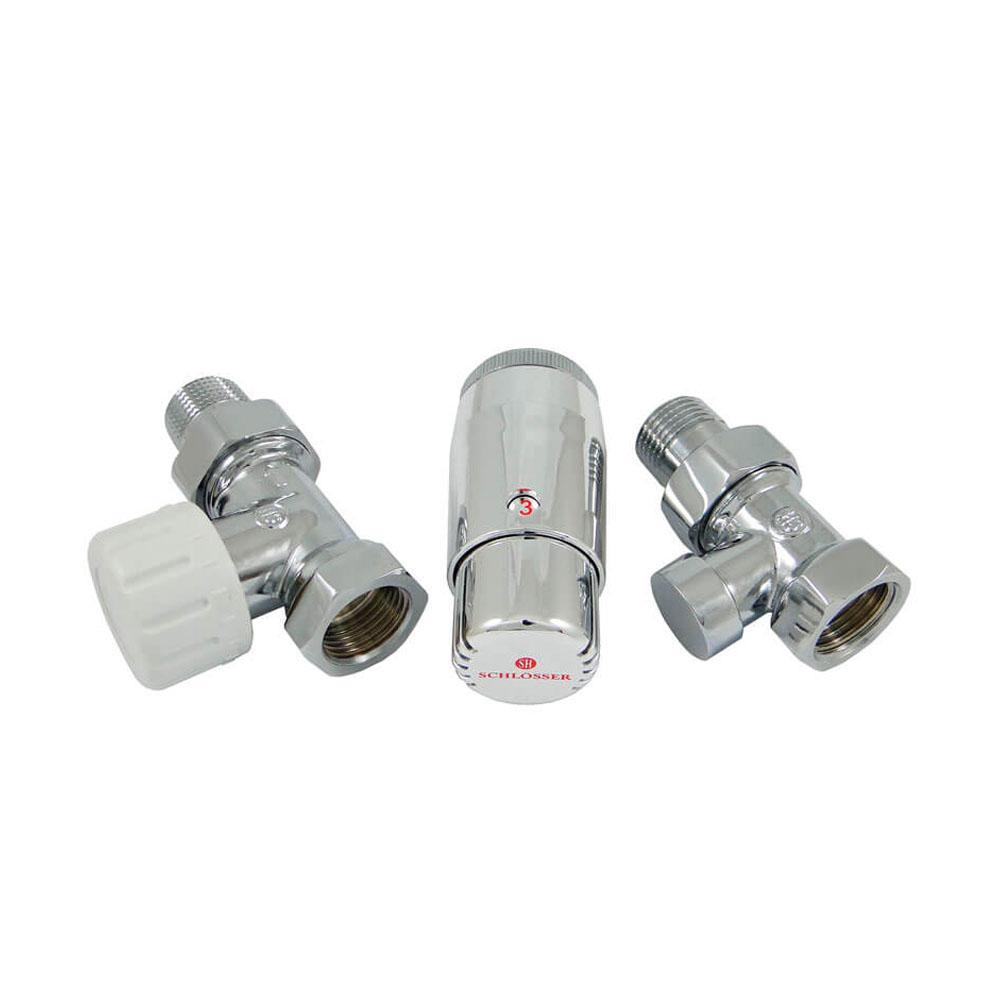 Изображение товара Термостатический комплект прямой Schlosser DN15 GZ1/2 x GW1/2 проходной с головкой Мини M30x15 цвет хром