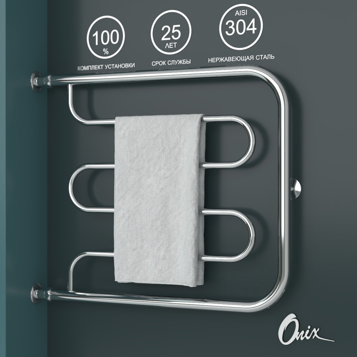 Изображение товара Полотенцесушитель водяной Onix Country Direct Left 600x700 см хром