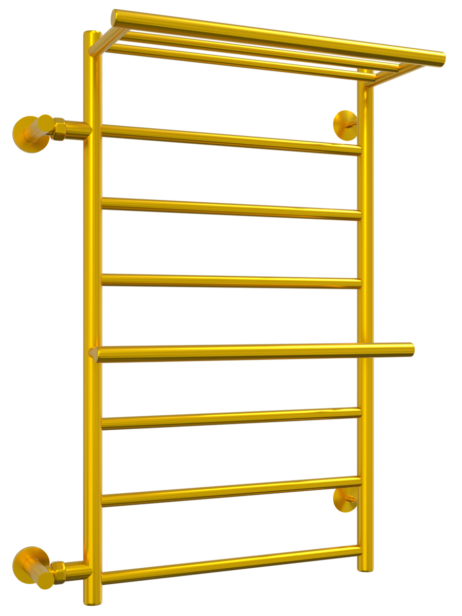 Изображение товара Водяной полотенцесушитель с полкой лестница Laris Лавина П9 золото 58x80 см нержавеющая сталь