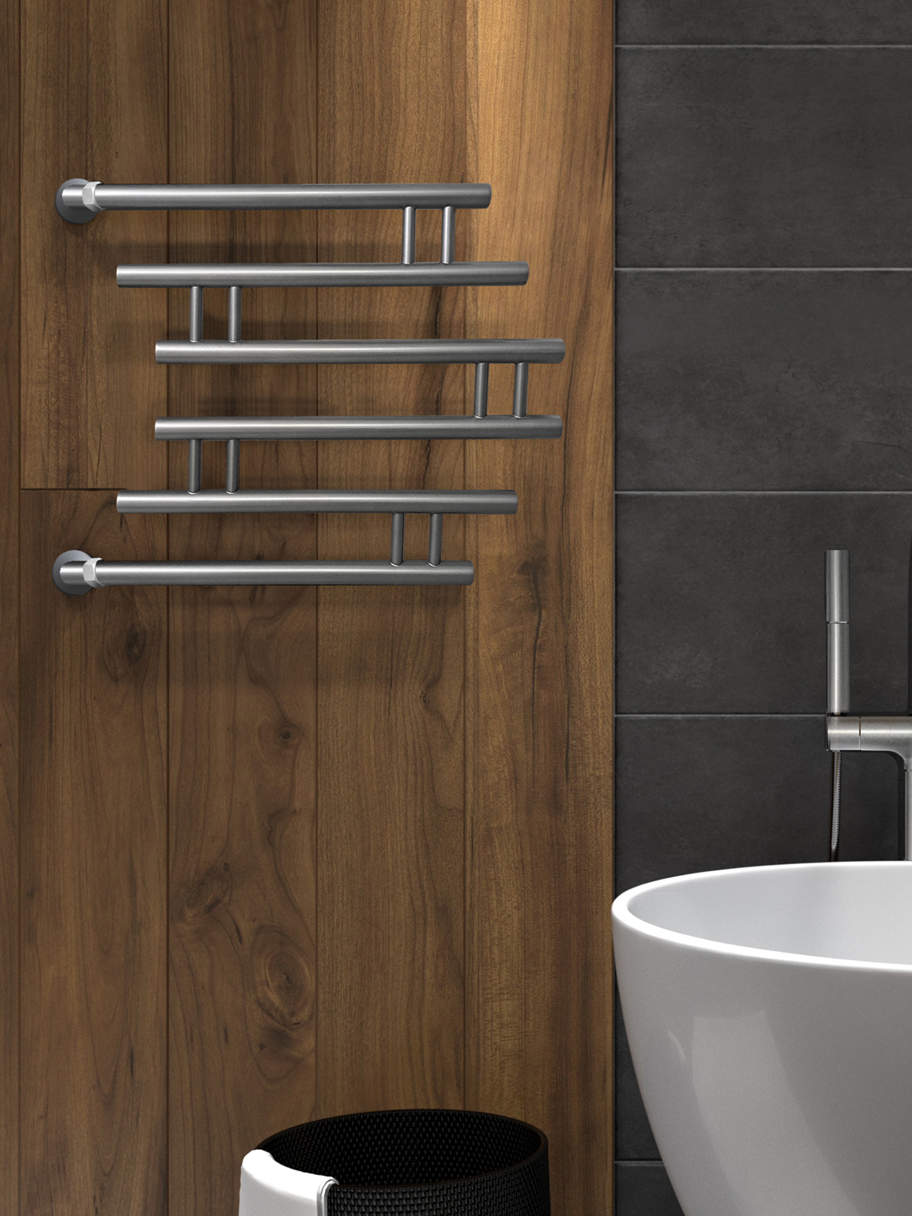 Изображение товара Полотенцесушитель водяной лестница Indigo 610x532 см нержавеющая сталь графит металлик