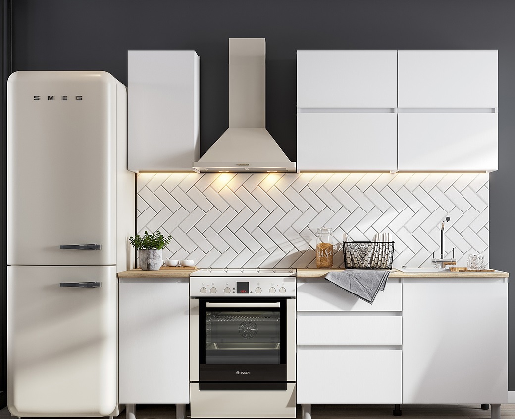 Изображение товара Кухонный гарнитур Токио 1.6 м серия 3 белый дуб сонома, Россия