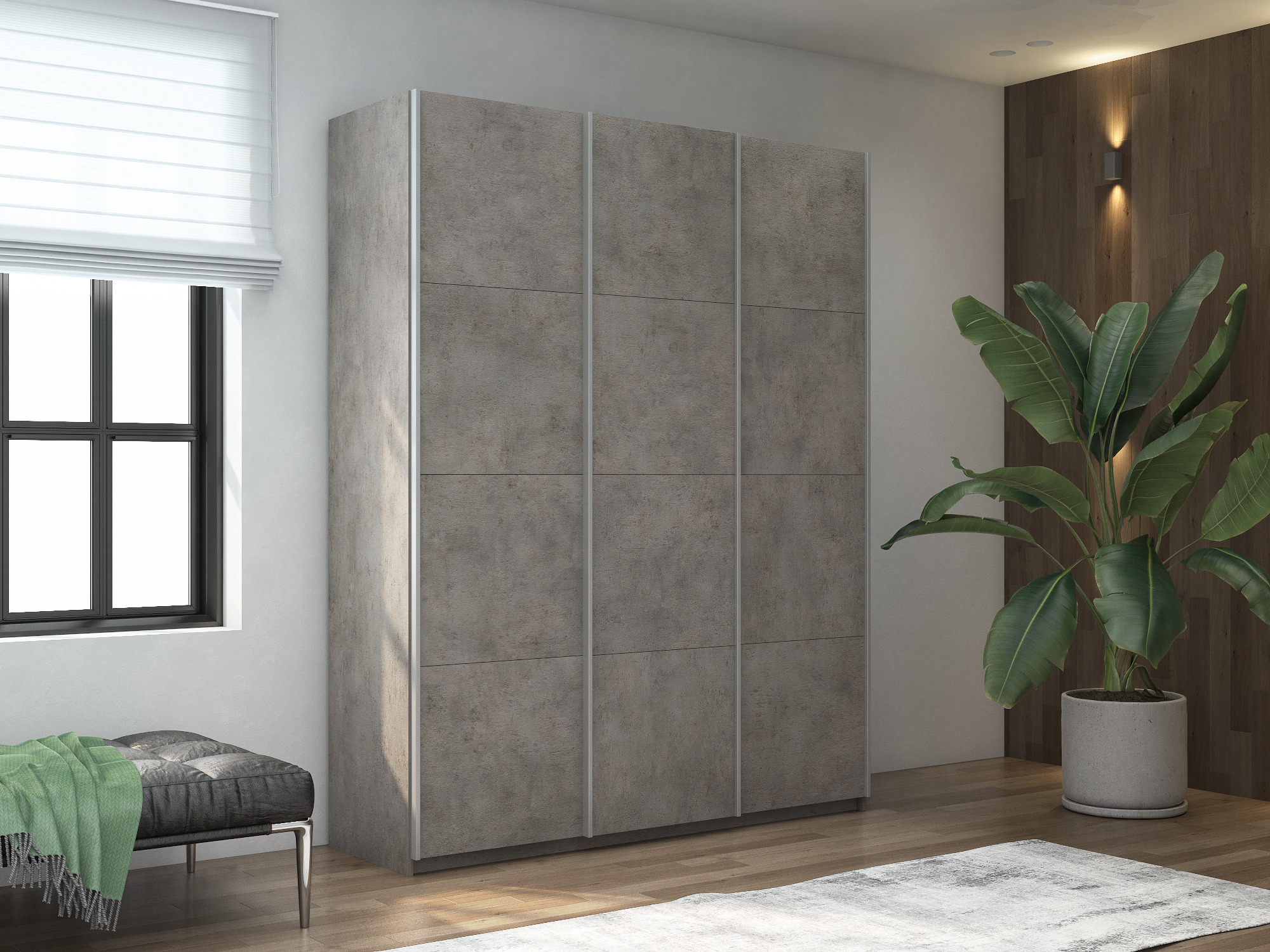 Изображение товара Шкаф-купе серии Прайм 3 дверный 210x230x57 см ЛДСП бетон российский производитель