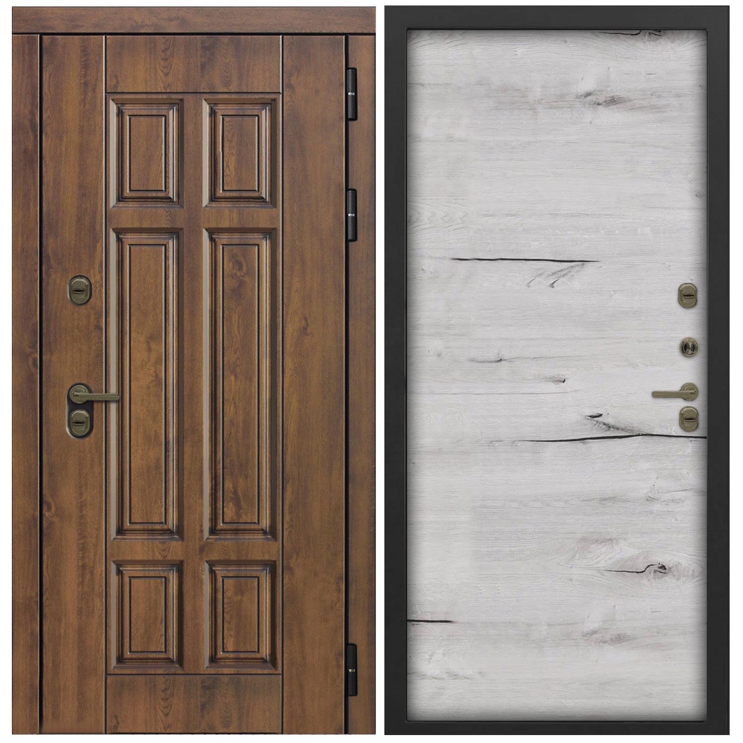 Изображение товара Дверь входная Дверипро Термо правый 205x86см цвет дуб арктик/грецкий орех