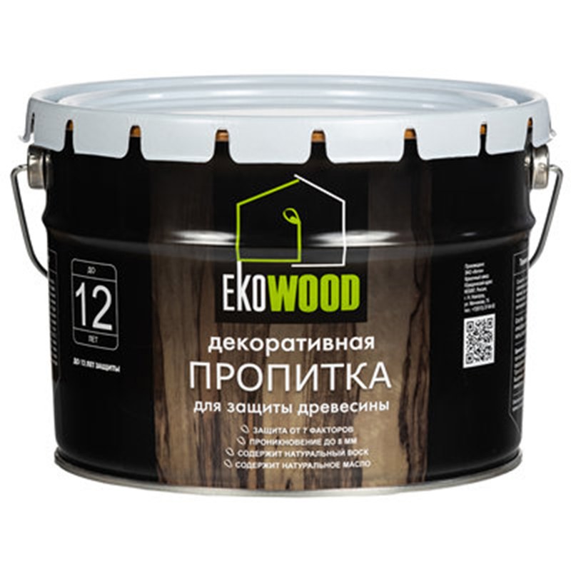 Изображение товара Защитно-декоративный антисептик для древесины Ekowood полуглянцевый цвет золотистый дуб 9 л