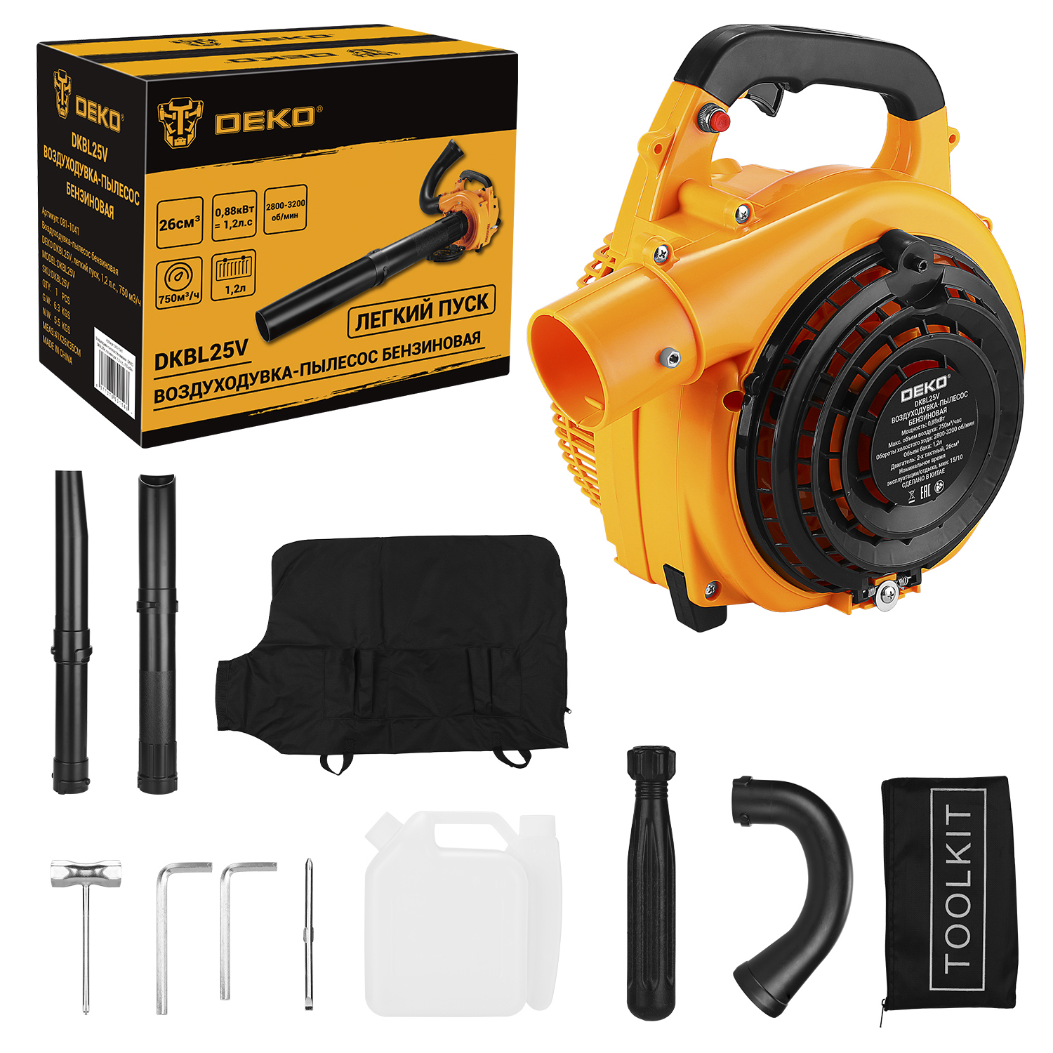 Изображение товара Воздуходувка-пылесос бензиновая Deko DKBL25V 1.2 л.с.