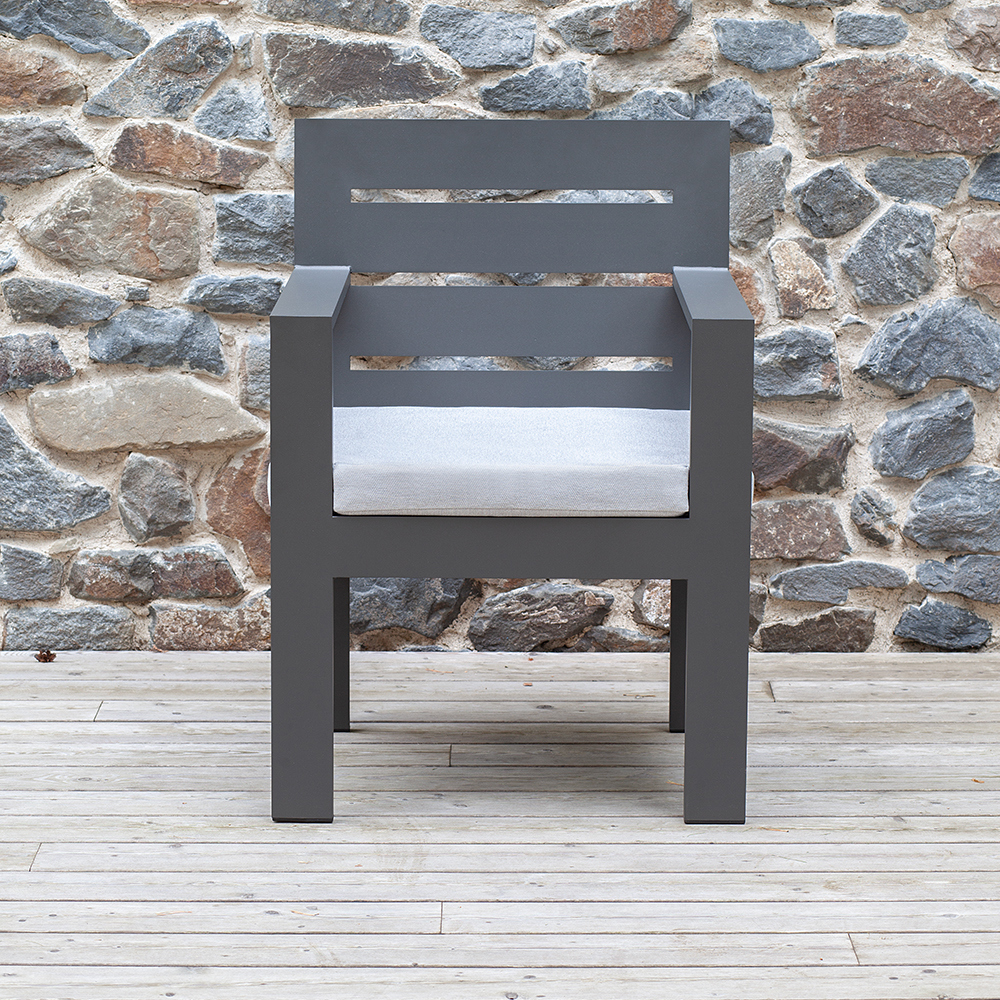 Изображение товара Стул садовый Greenween Korfu 57 см x 57 см x 88 см алюминий и ткань серый/серебристый