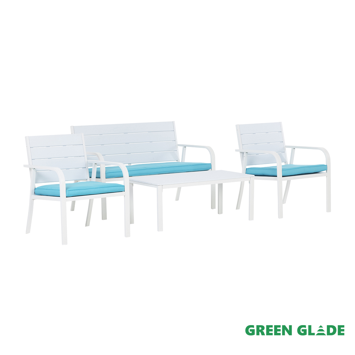Изображение товара Набор садовой мебели Green glade 71307 4 предмета пластиковый с подушками белый