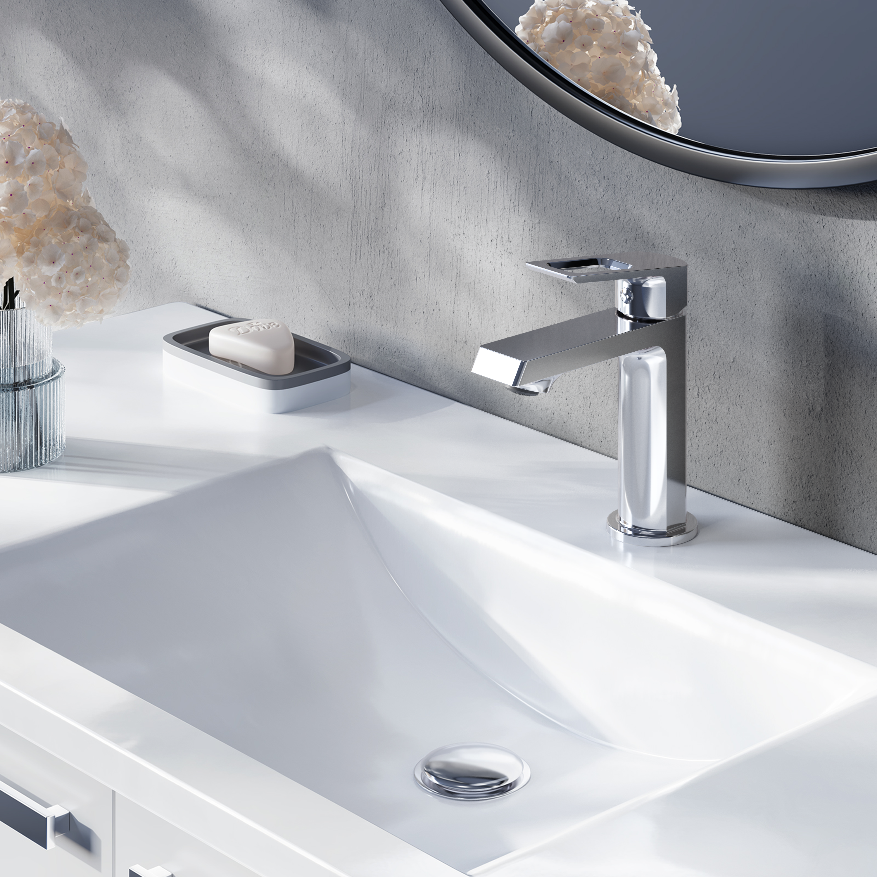 Изображение товара Смеситель VODA Lovely LVL26M для раковины, хром, рычажный, 1/2, 7 лет гарантии