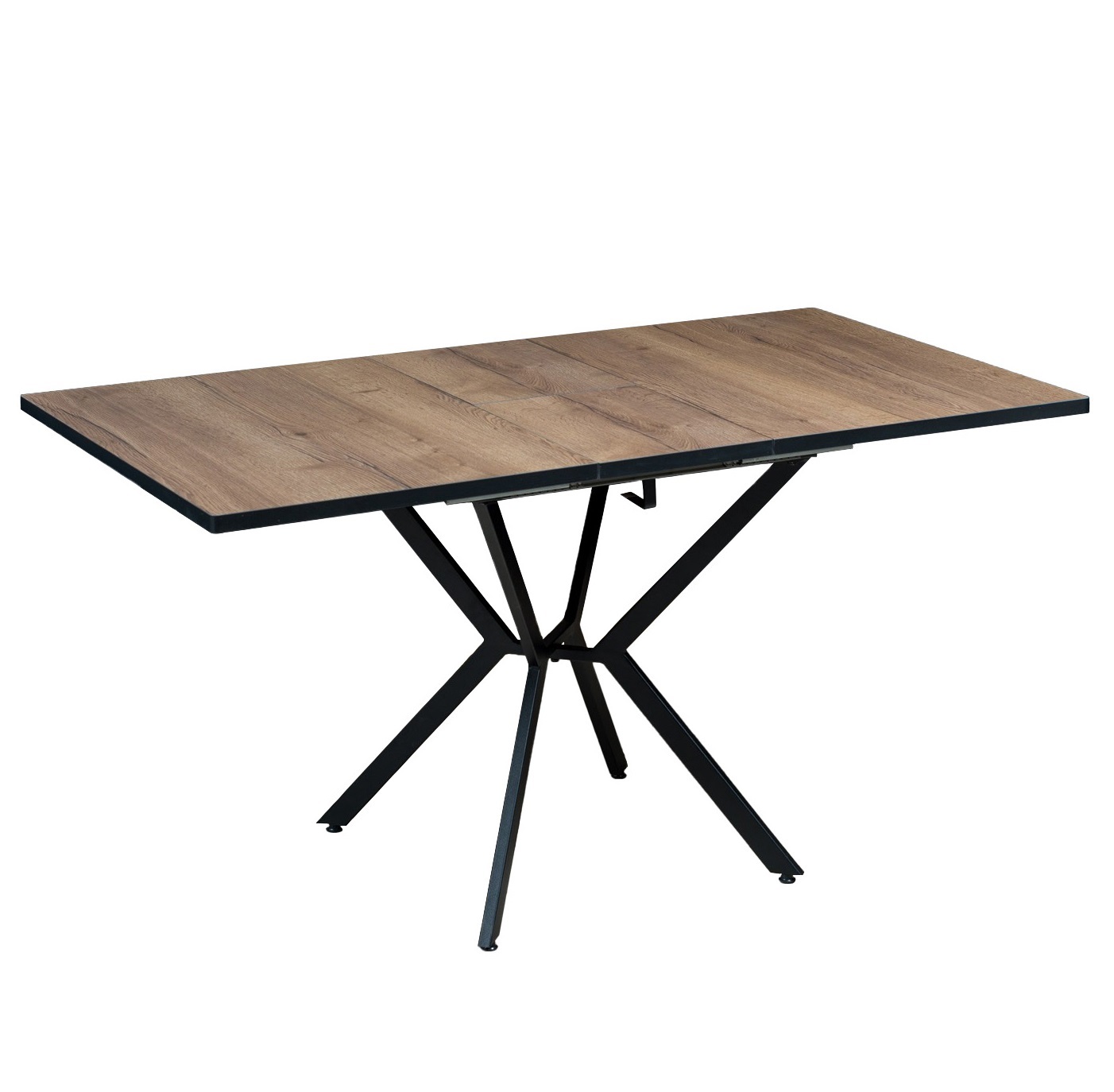 Изображение товара Кухонный стол прямоугольный Solarius раздвижной 25 мм 120x80 см ЛДСП цвет дуб/черный