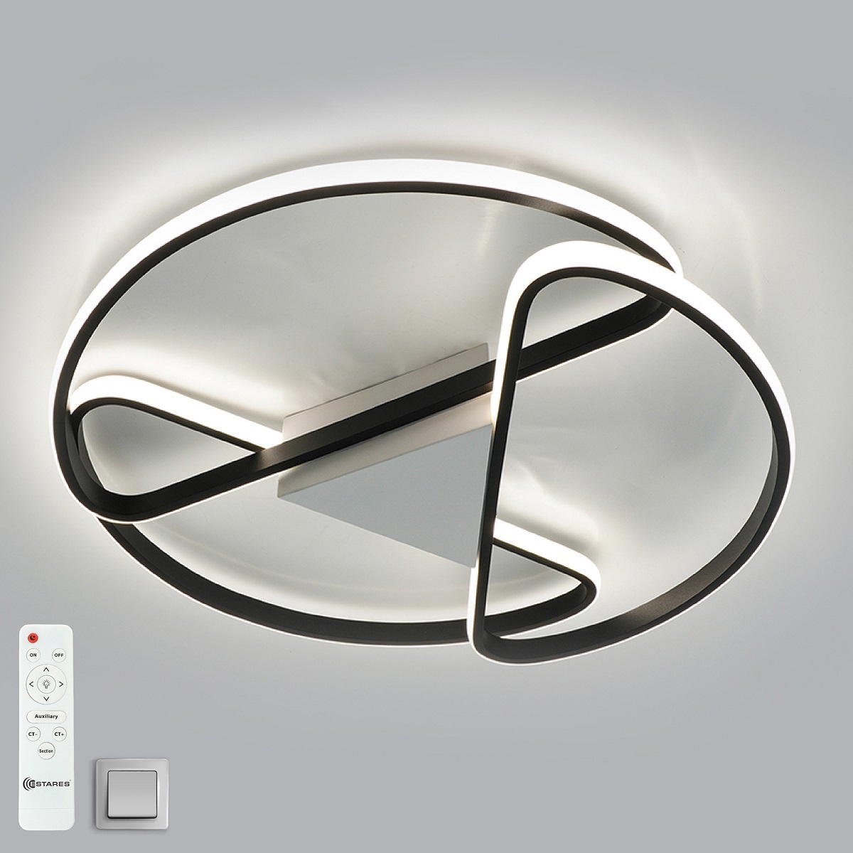 Изображение товара Люстра потолочная светодиодная Estares УУО00005160 15 м² регулируемый белый свет цвет черный