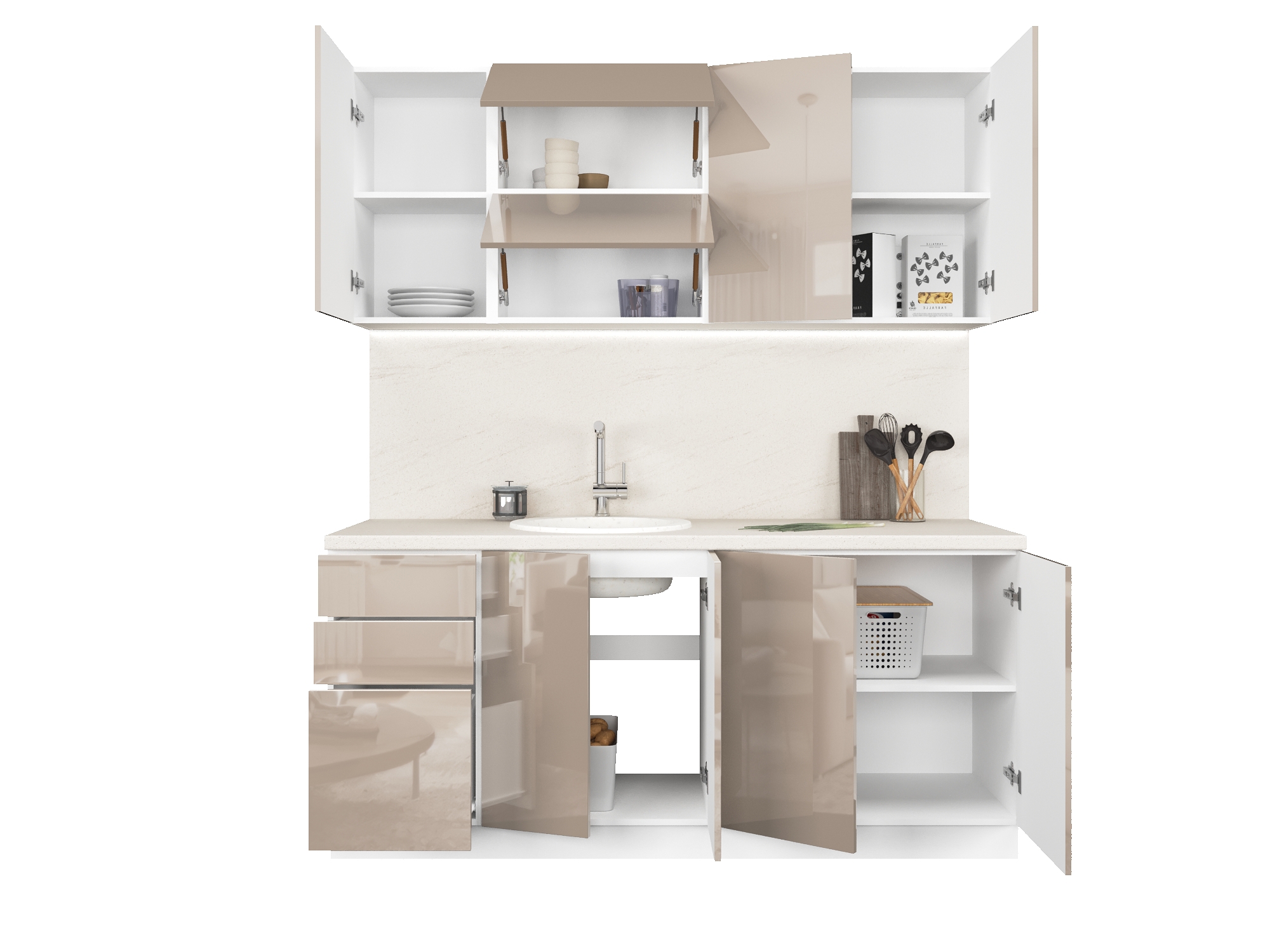 Изображение товара Кухонный гарнитур Сурская мебель Эстетик 180x214x47.8 см ЛДСП цвет капучино
