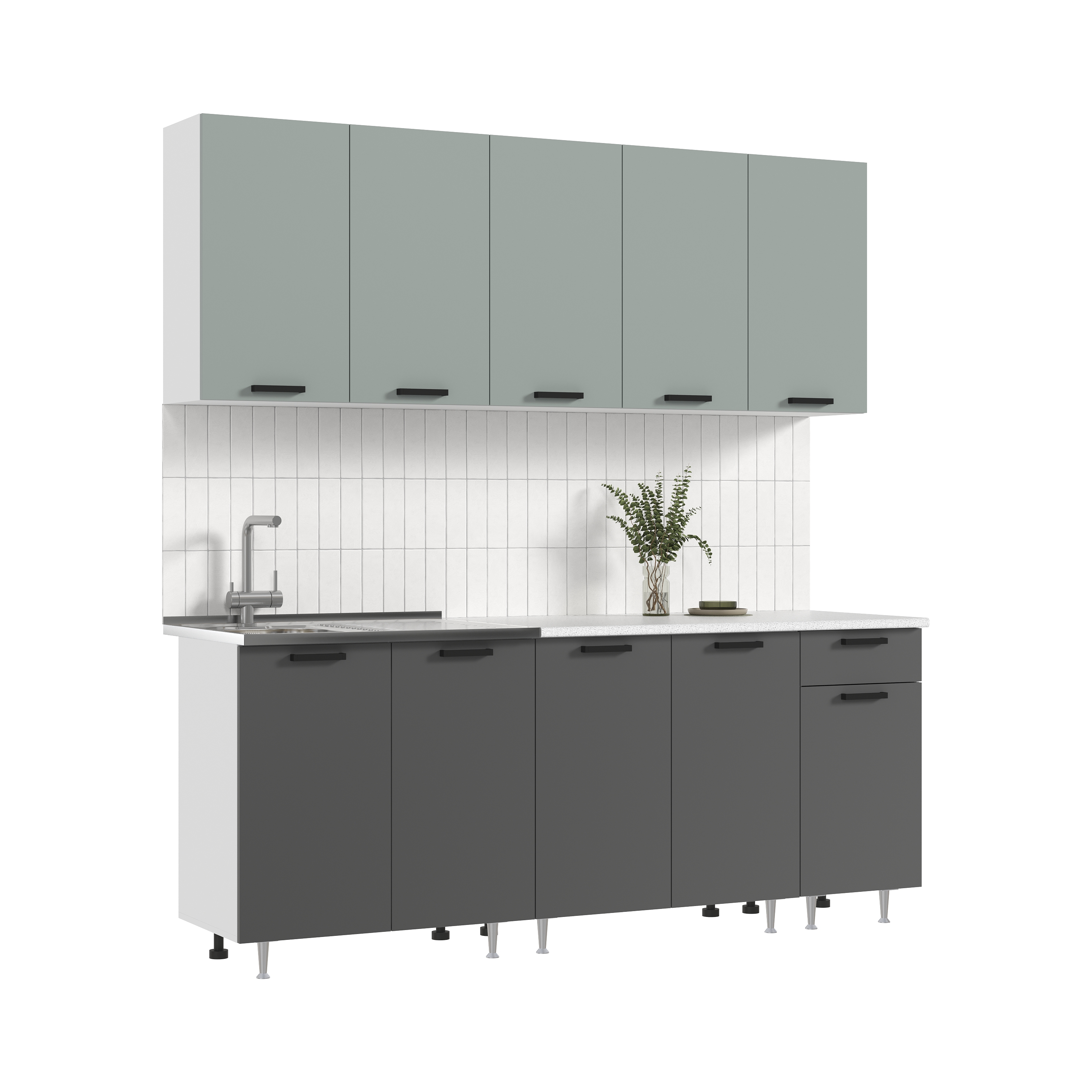 Кухонный гарнитур Миф Рио 60x210x60 см ЛДСП цвет голубой, графит ️ ...