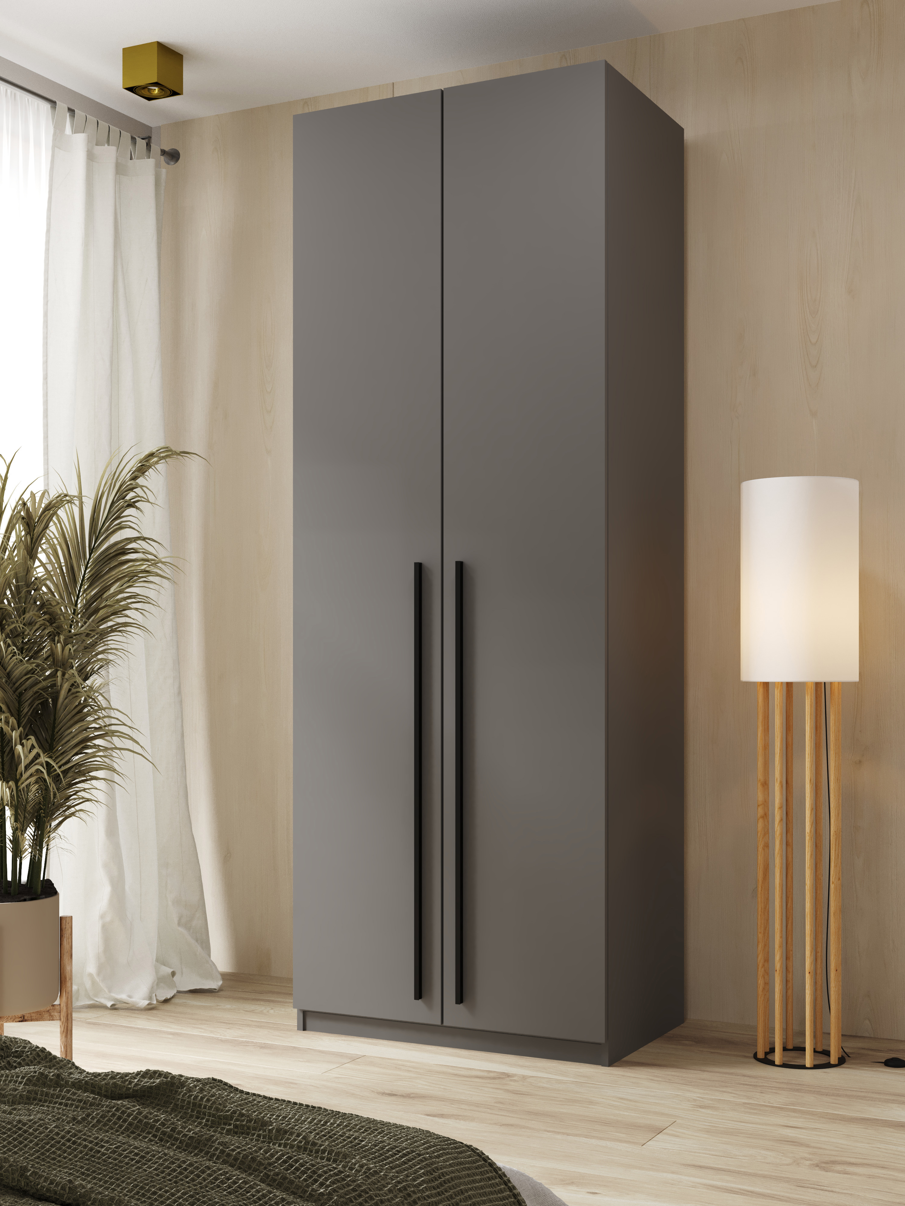 Изображение товара Стильный распашной шкаф Принцесса Мелания 220x80x50 см графит современный дизайн