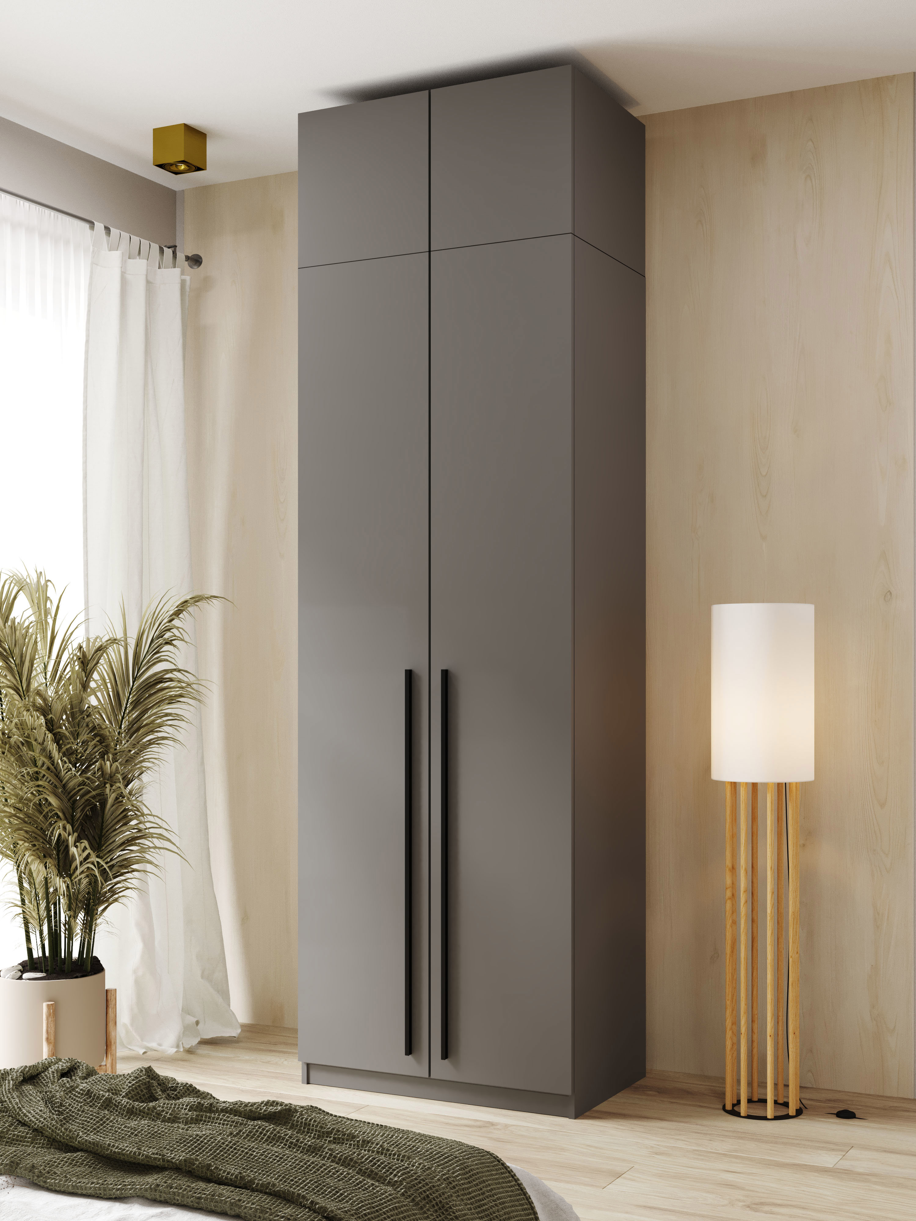 Изображение товара Распашной шкаф Принцесса Мелания с ящиками и антресолью 80x260x50 см графит