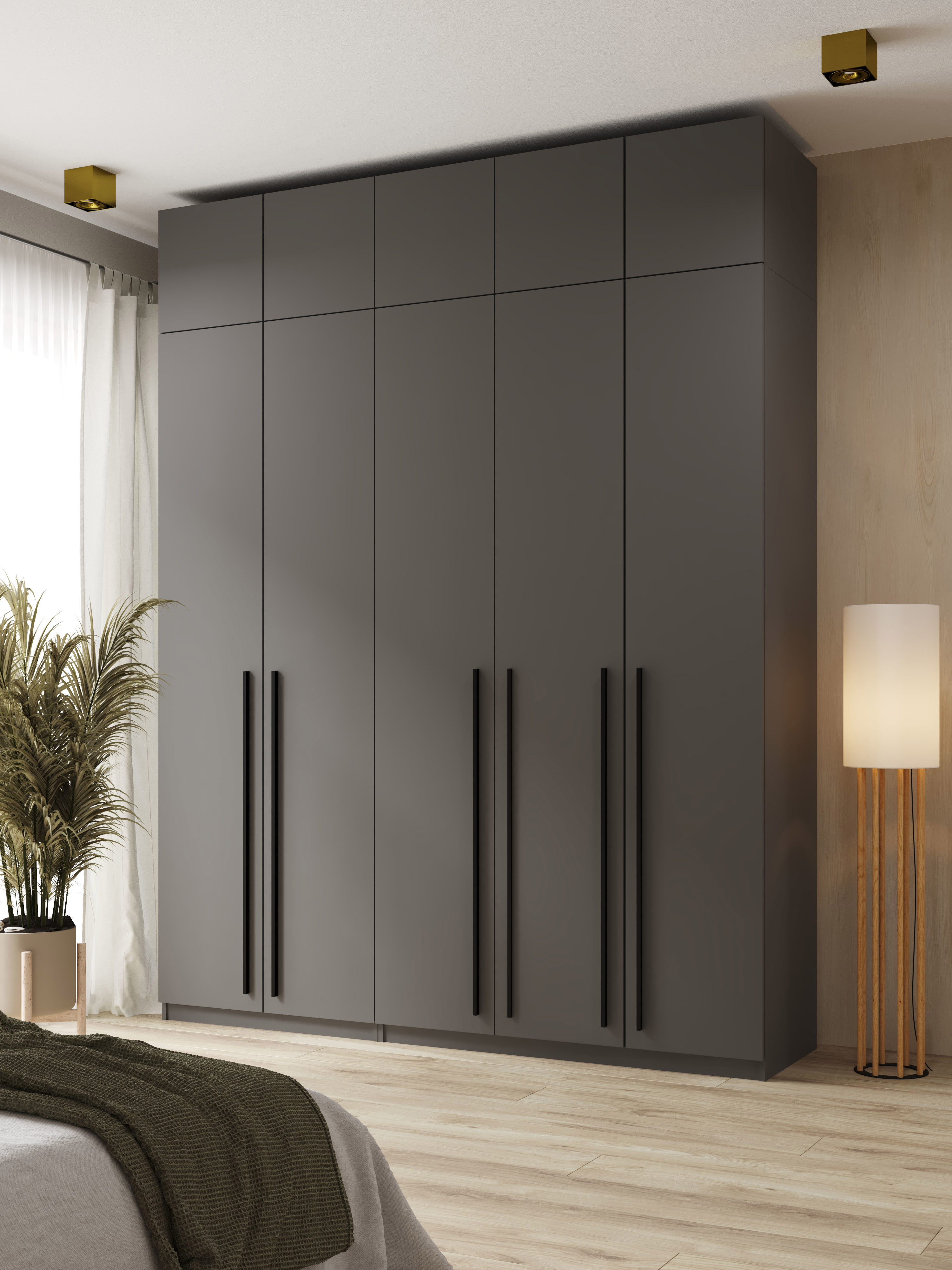 Изображение товара Шкаф распашной Принцесса Мелания 5 дверный с антрессолью графит стоит 45990 рублей