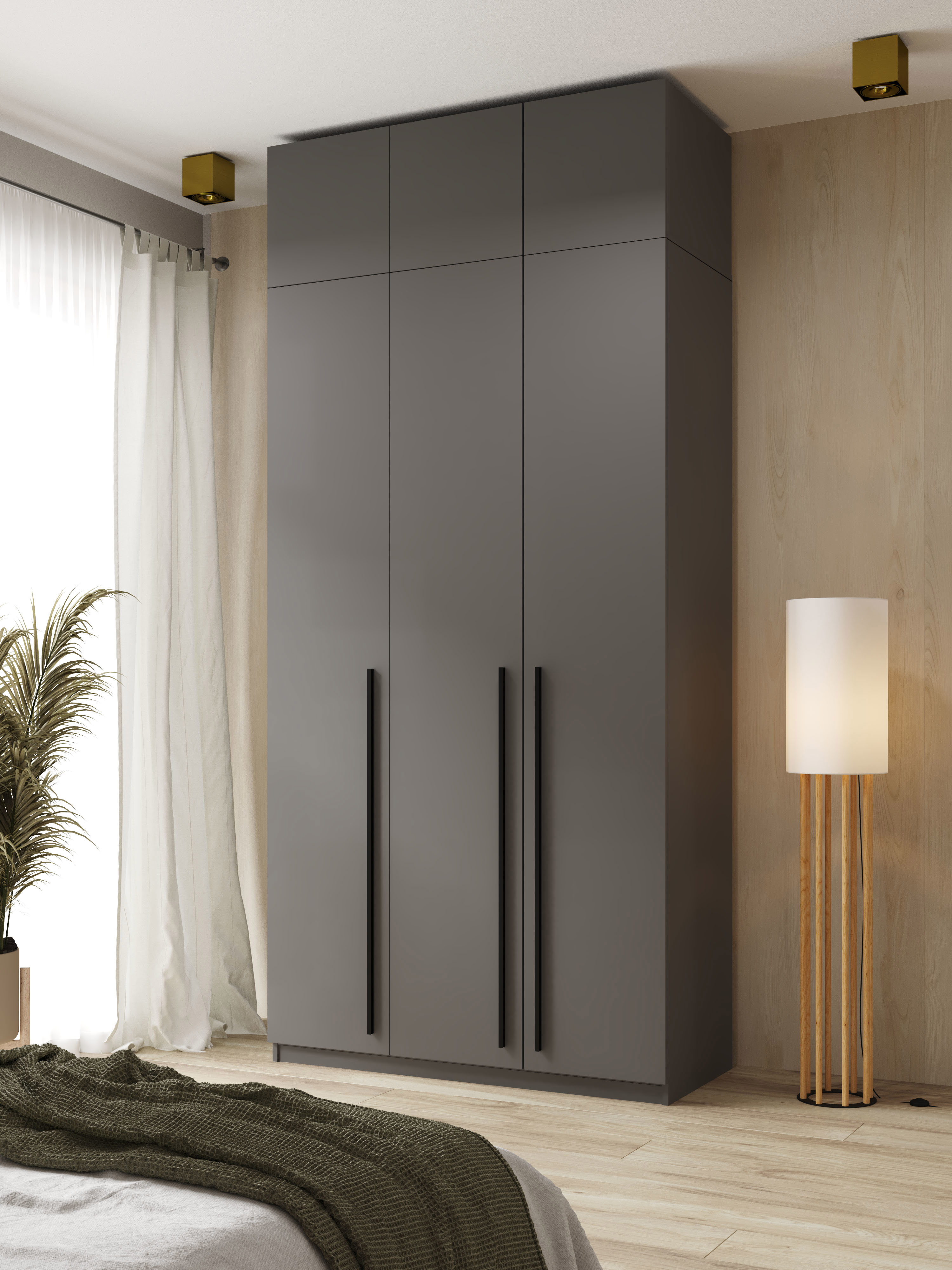 Изображение товара Шкаф распашной Принцесса Мелания 3 дверный с антресолью графит 120x260x50 см