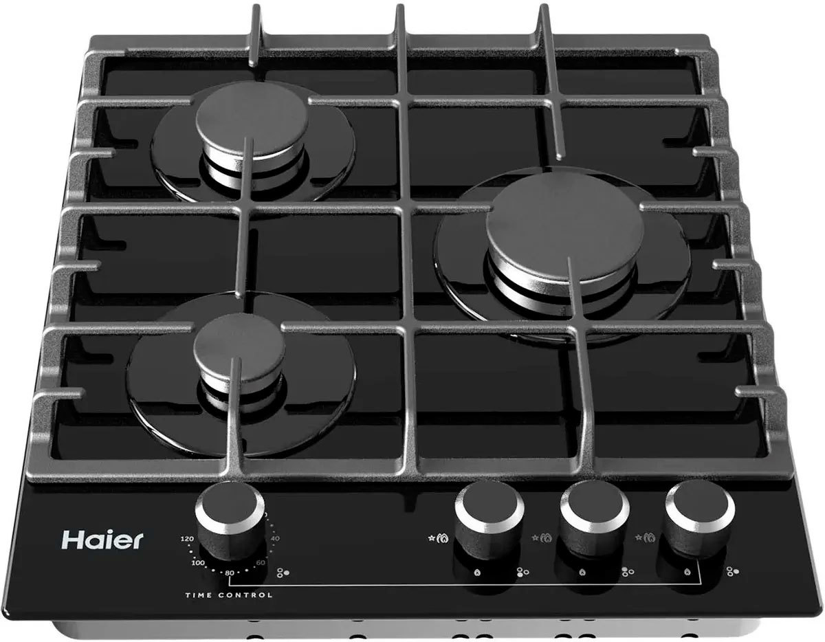 Изображение товара Встраиваемая газовая варочная панель Haier HHX-G53CNMB 45 см 3 конфорки черная