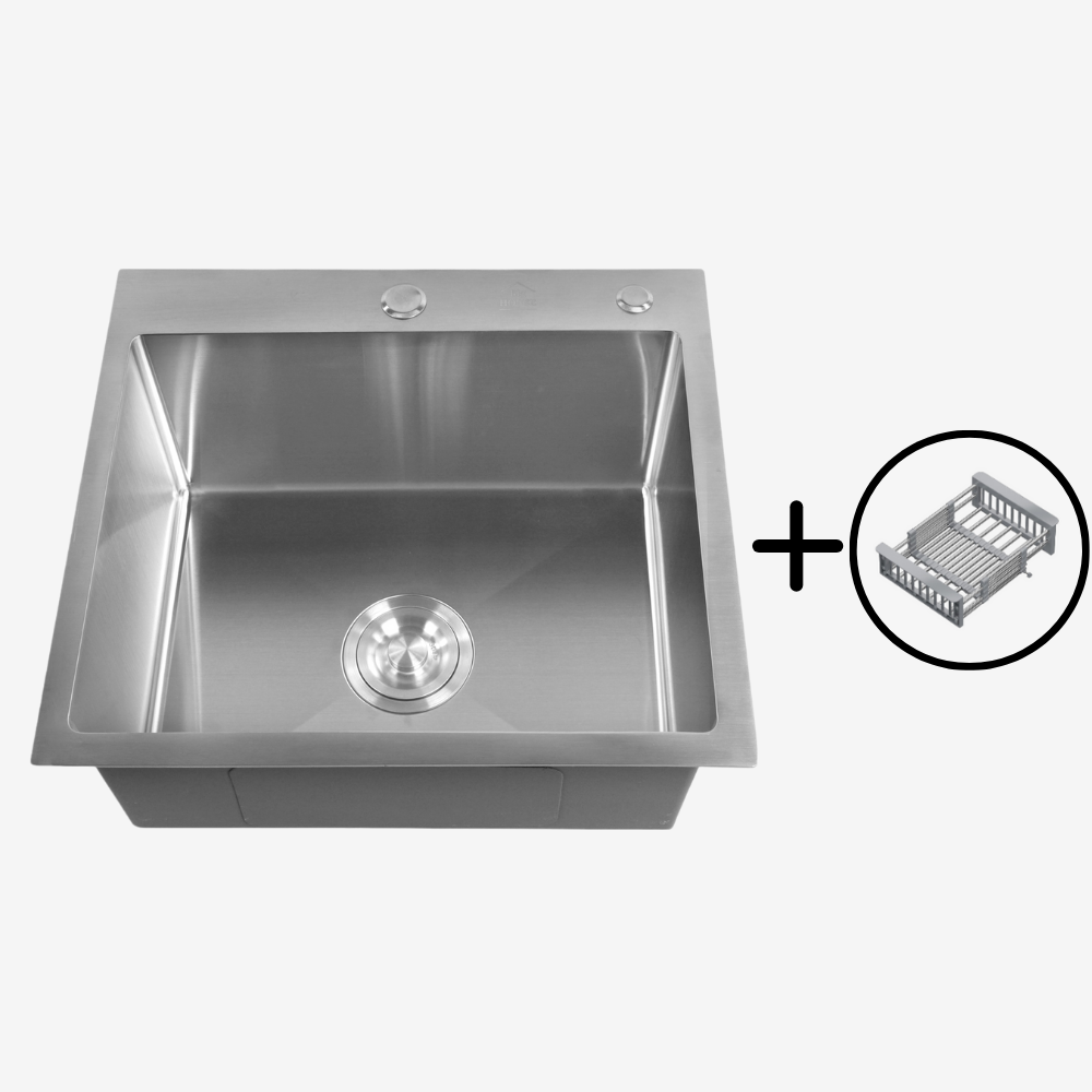 Изображение товара Мойка кухонная врезная с коландером Big House BH5050 50x50 см нержавеющая