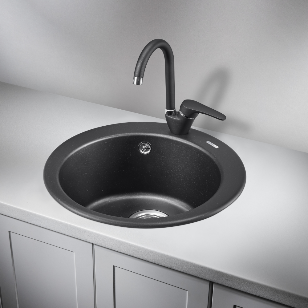 Изображение товара Мойка для кухни врезная Granula GR-4801 47.5x47.5 см глубина чаши 18.5 см кварц цвет черный матовый/черный металлик Изображение товара Мойка для кухни врезная Granula GR-4801 47.5x47.5 см глубина чаши 18.5 см кварц цвет черный матовый/черный металлик