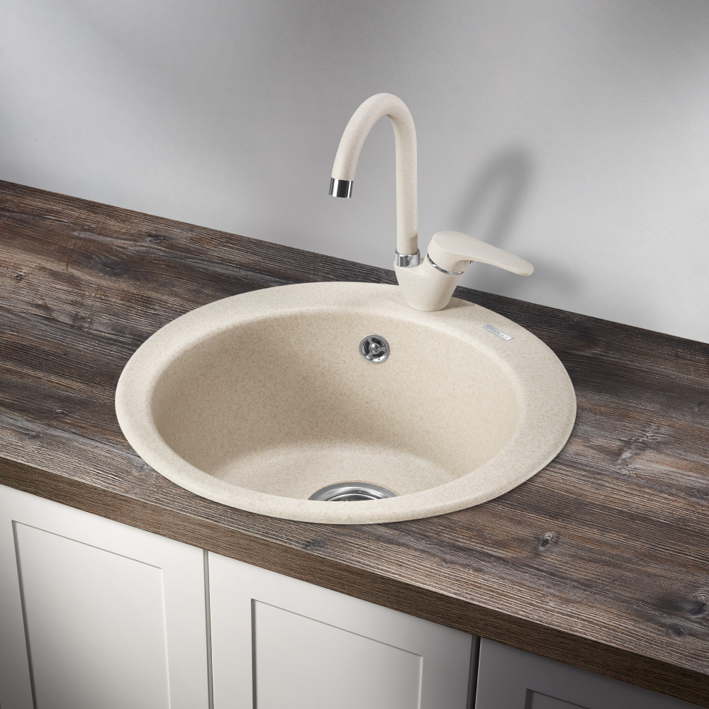 Изображение товара Кухонная врезная мойка из кварца GRANULA GR-4801 47.5см светло-бежевый