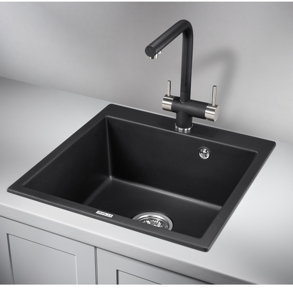 Изображение товара Мойка для кухни врезная Granula GR-5102 черный матовый 52x51 см глубина 20 см кварц