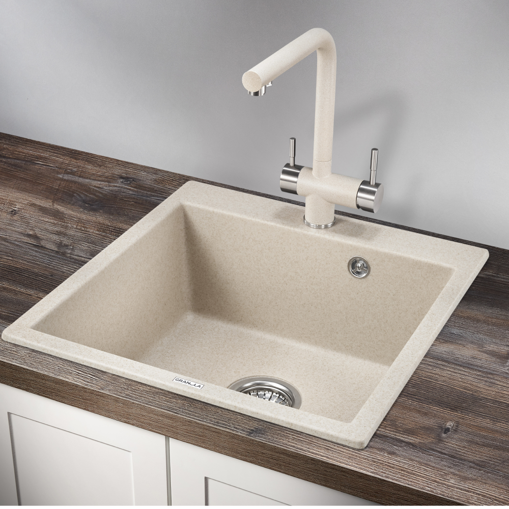 Изображение товара Мойка для кухни врезная Granula GR-5102 52x51 см глубина чаши 20 см кварц цвет светло-бежевый