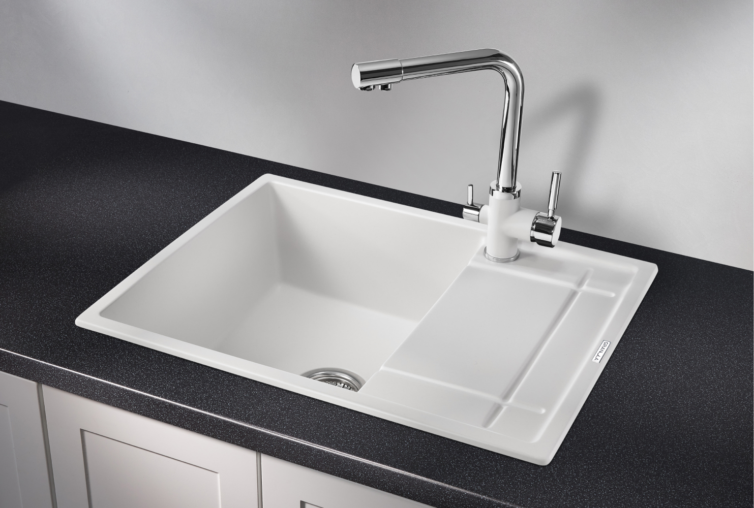 Изображение товара Мойка для кухни врезная Granula GR-6501 49.5x65 см глубина чаши 20 см кварц цвет белый