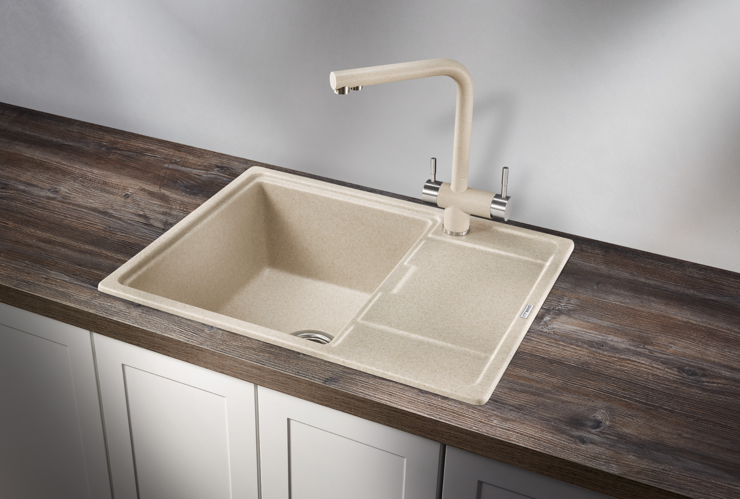 Изображение товара Мойка для кухни врезная Granula GR-6503 50x65 см глубина чаши 20 см кварц цвет светло-бежевый