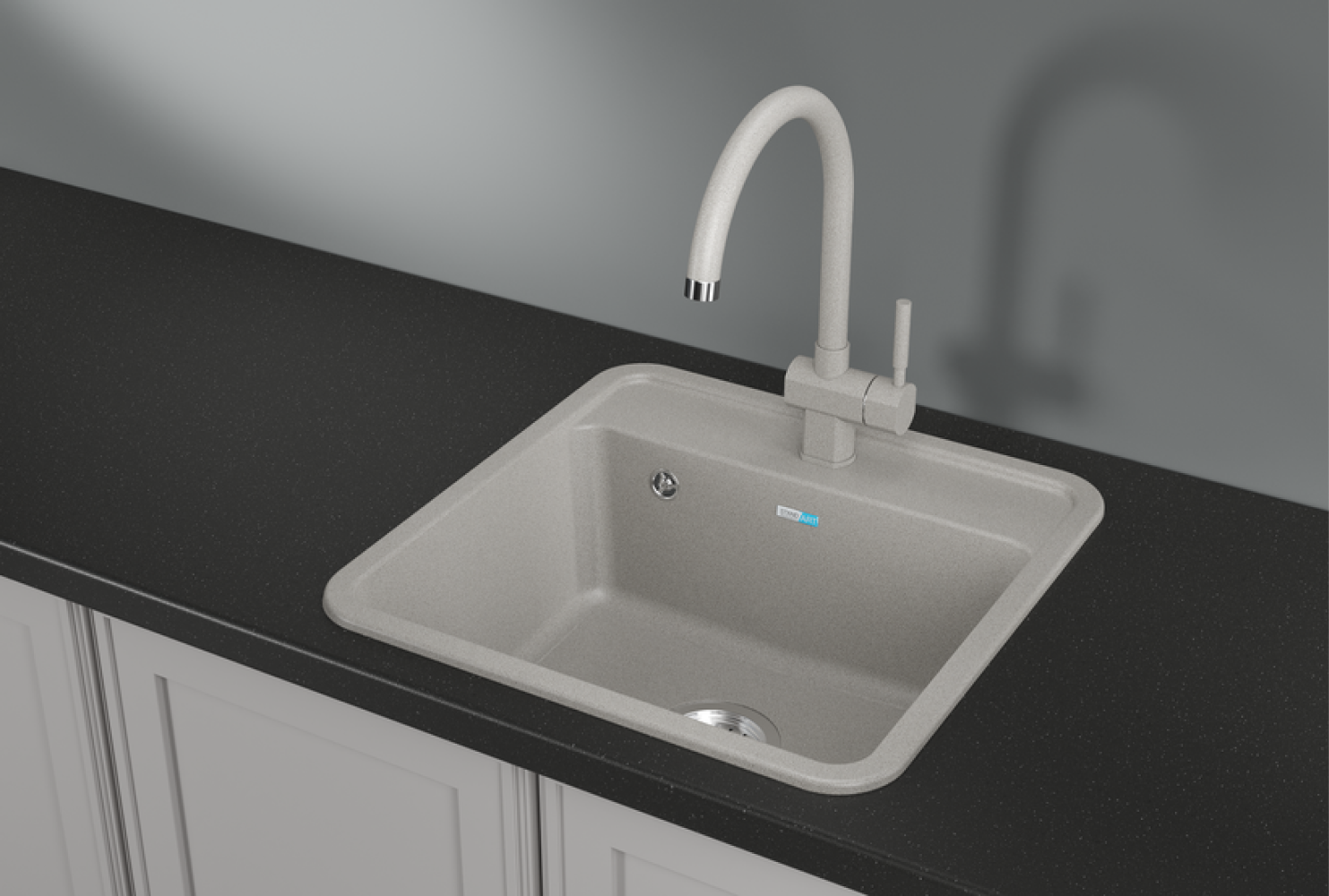 Изображение товара Мойка для кухни врезная Granula ST-5001 50x50 см глубина чаши 21 см кварц цвет светло-серый